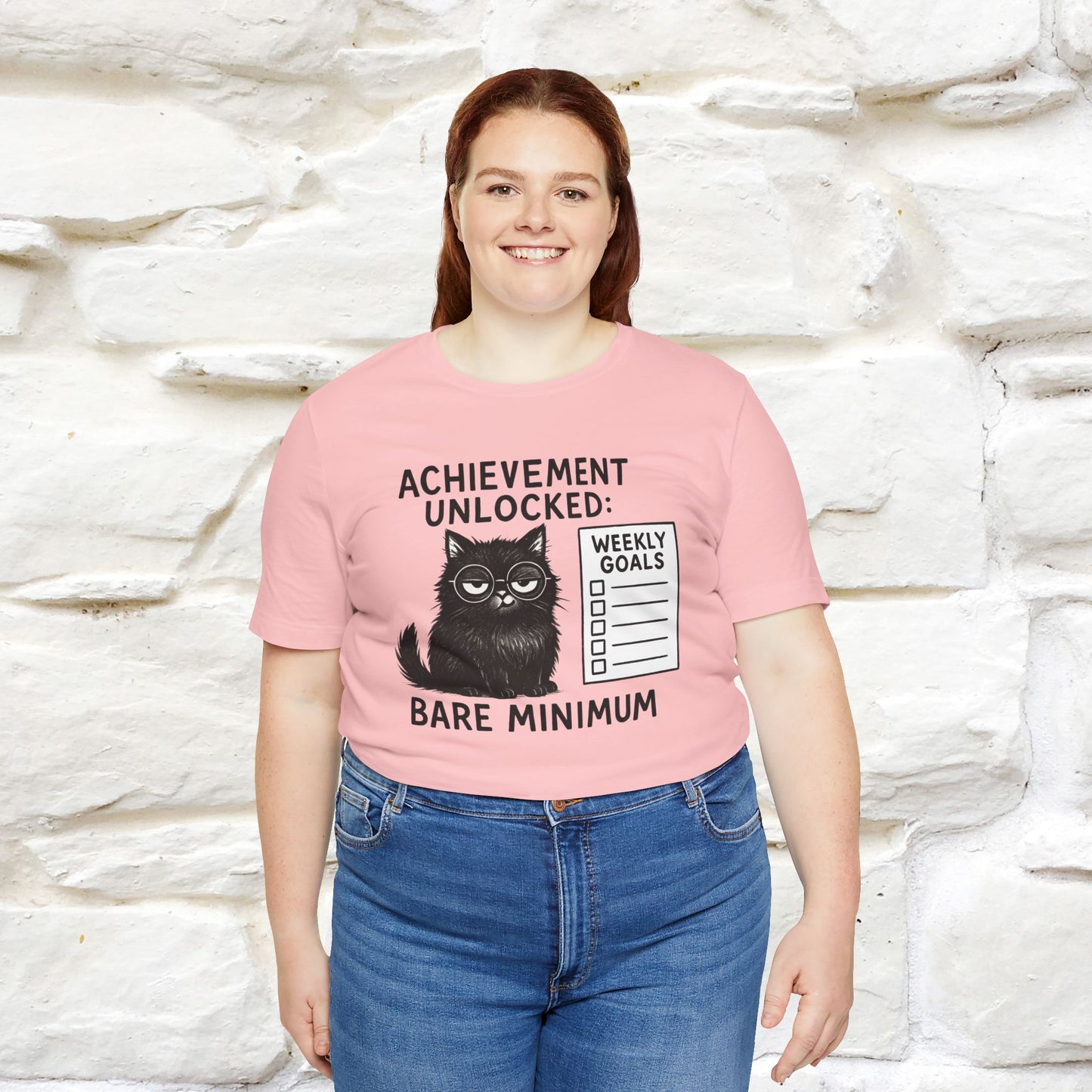 "Achievement Unlocked Bare Minimum." |Cat T-Shirt | Nunu&Miao Studio
