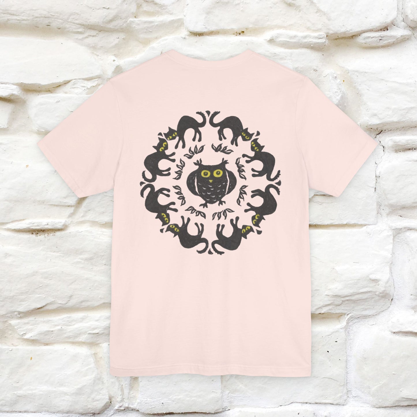 ''Black Cat Circle'' Cat T-Shirt Front and Back Design | Nunu&Miao Studio