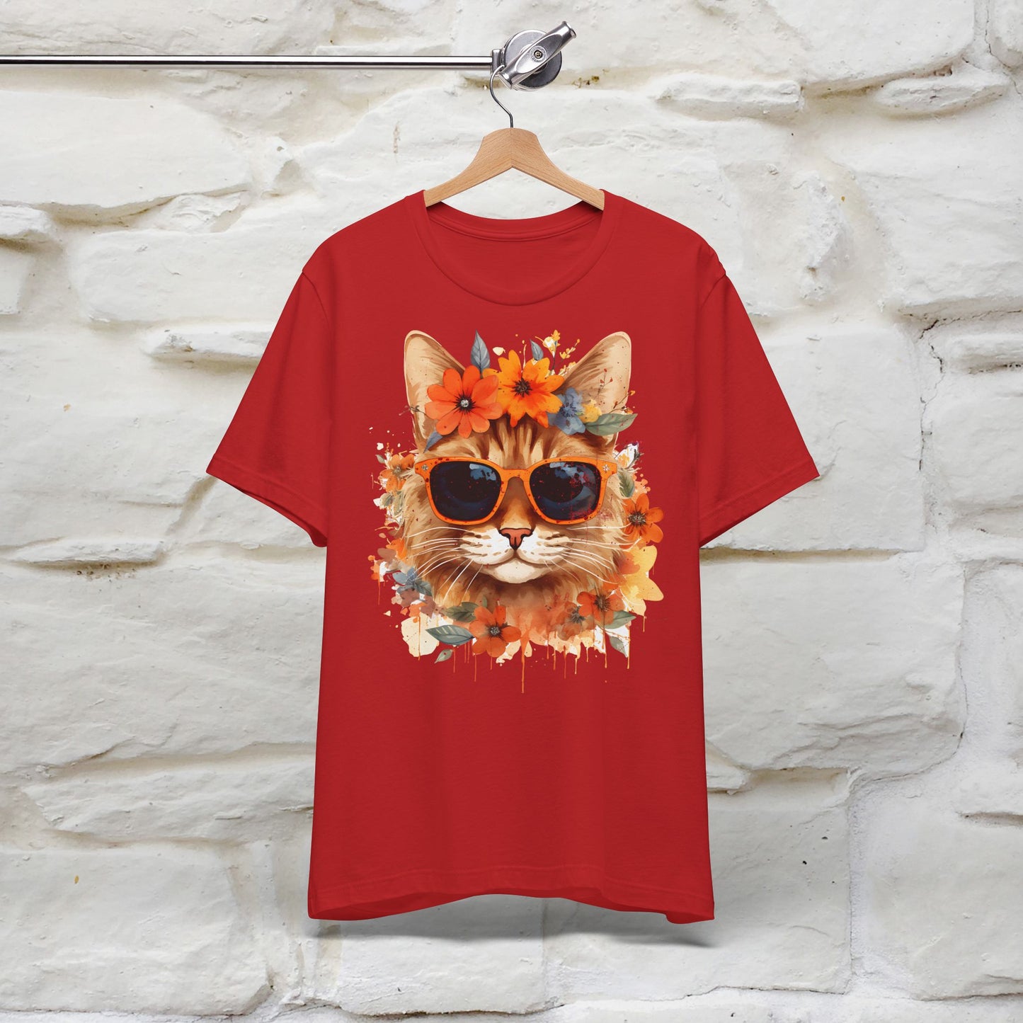 "Cool Cat in Bloom" T-shirt for Men and Women | 100% Cotton* - Nunu&Miao Studio