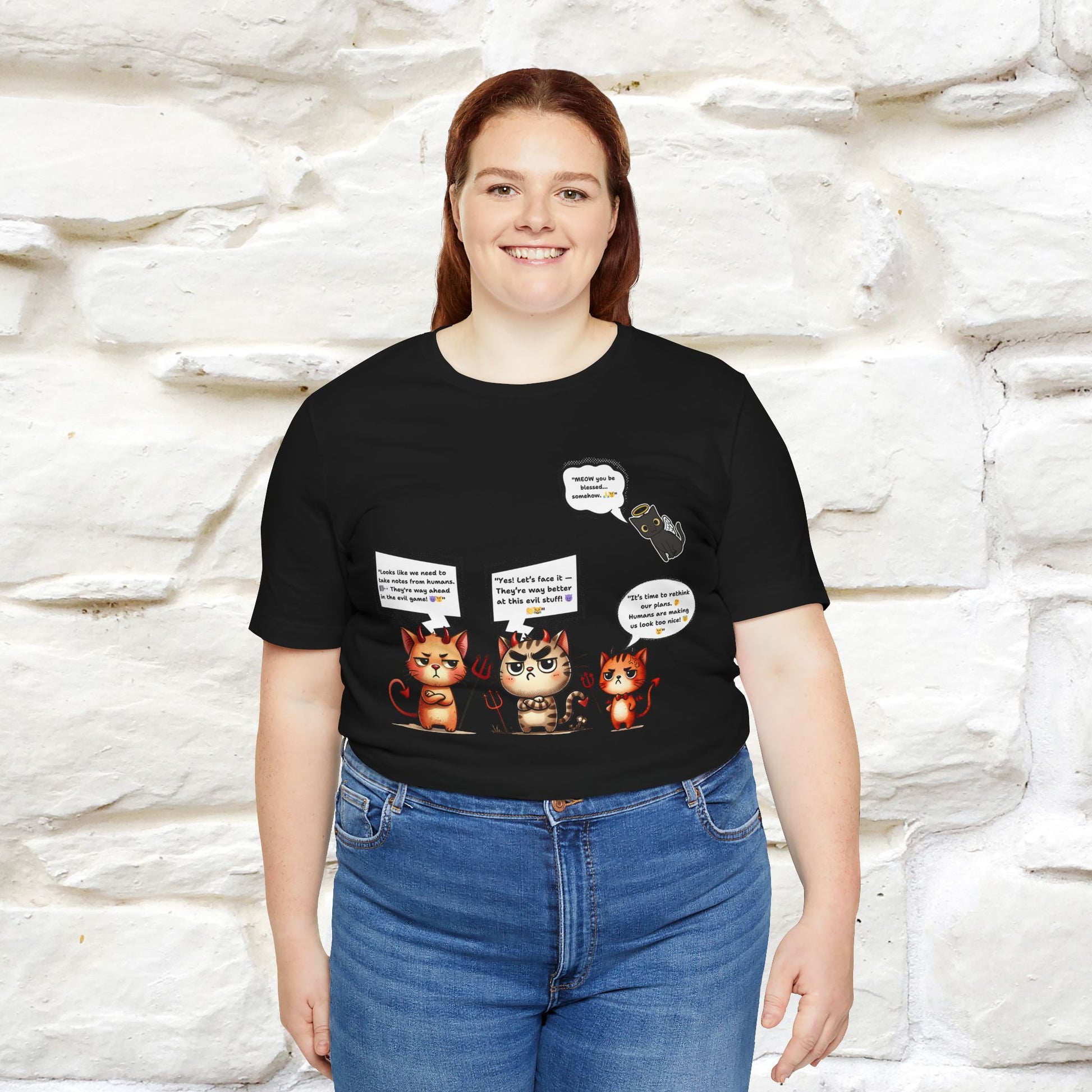 "Humans Are Way Ahead In The Evil Game! 😈😼" Cat  T-shirt |Nunu&Miao Studio - Nunu&Miao Studio