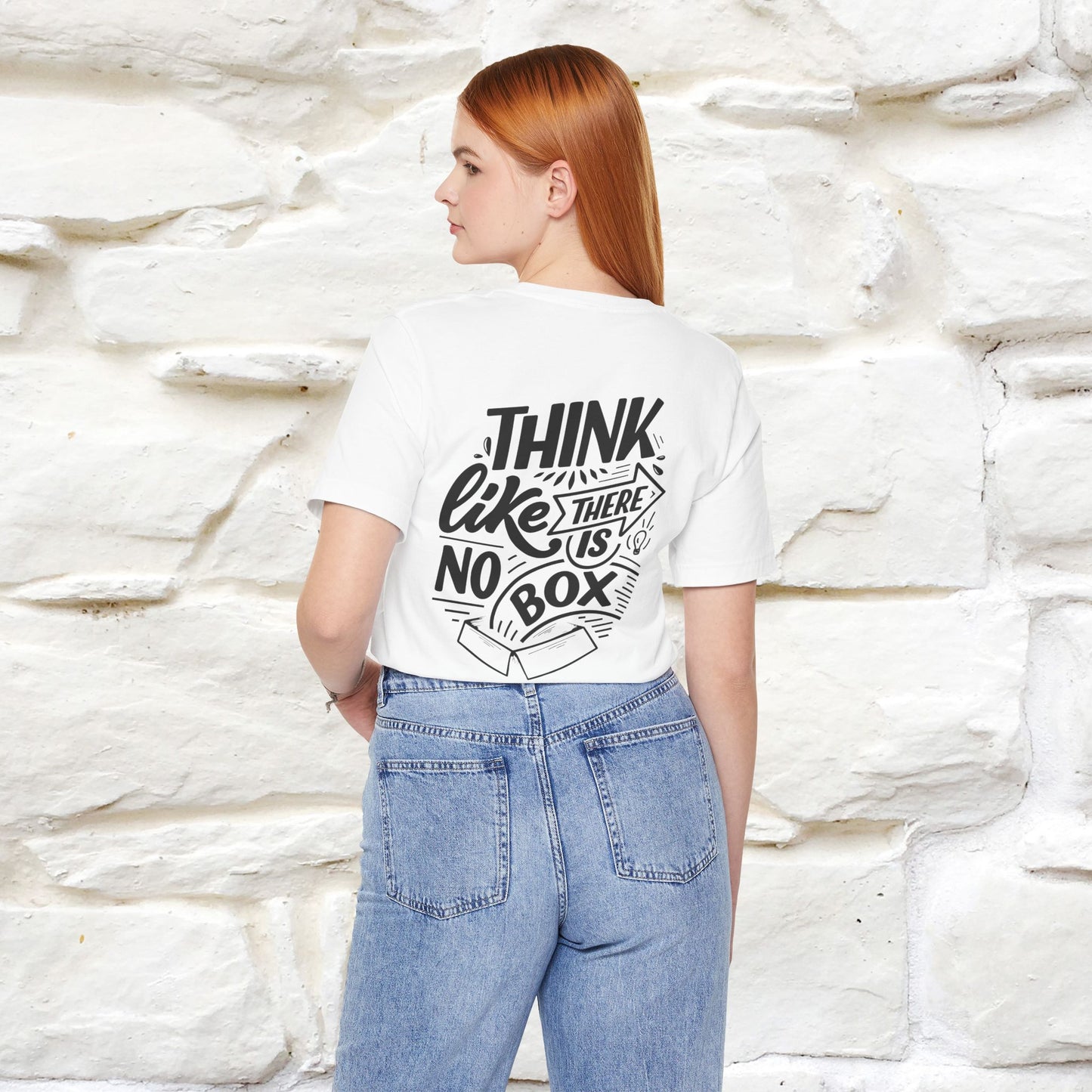 "Think Like There Is No Box" Cat T-Shirt| Front & Back Design | Nunu&Miao Studio