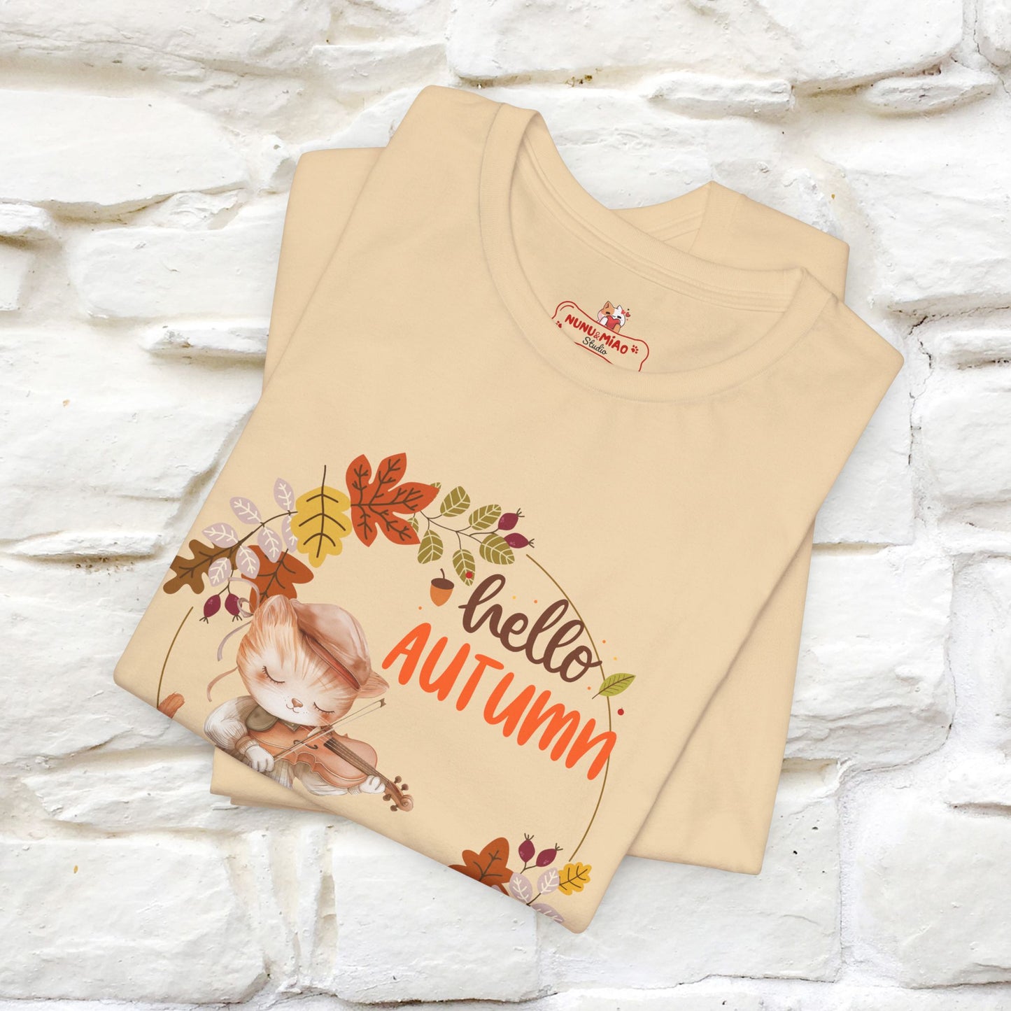 "Hello Autumn" Cat T-Shirt for Men & Women | 100% Cotton* | Cozy Fall Fashion - Nunu&Miao Studio