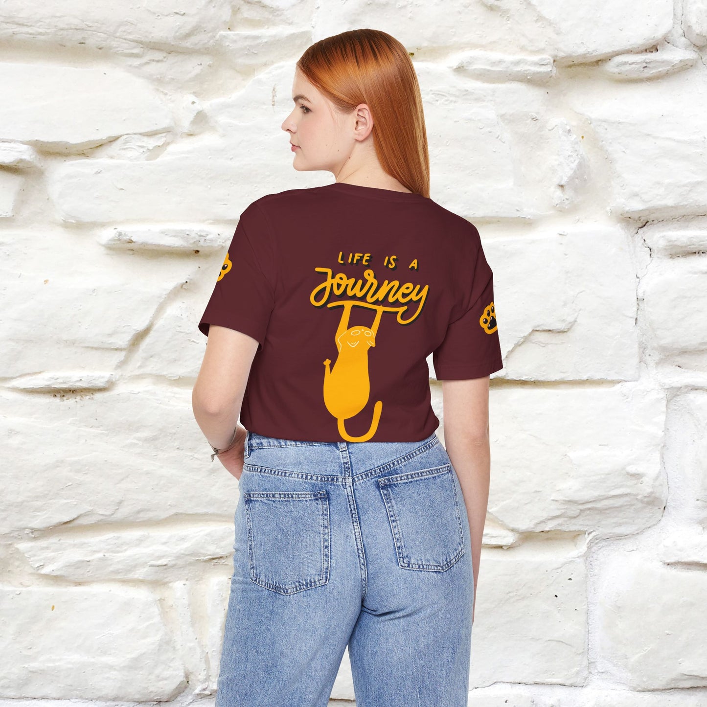 "Life Is A Journey'' Cat T-Shirt | Front & Back Design | Nunu&Miao Studio