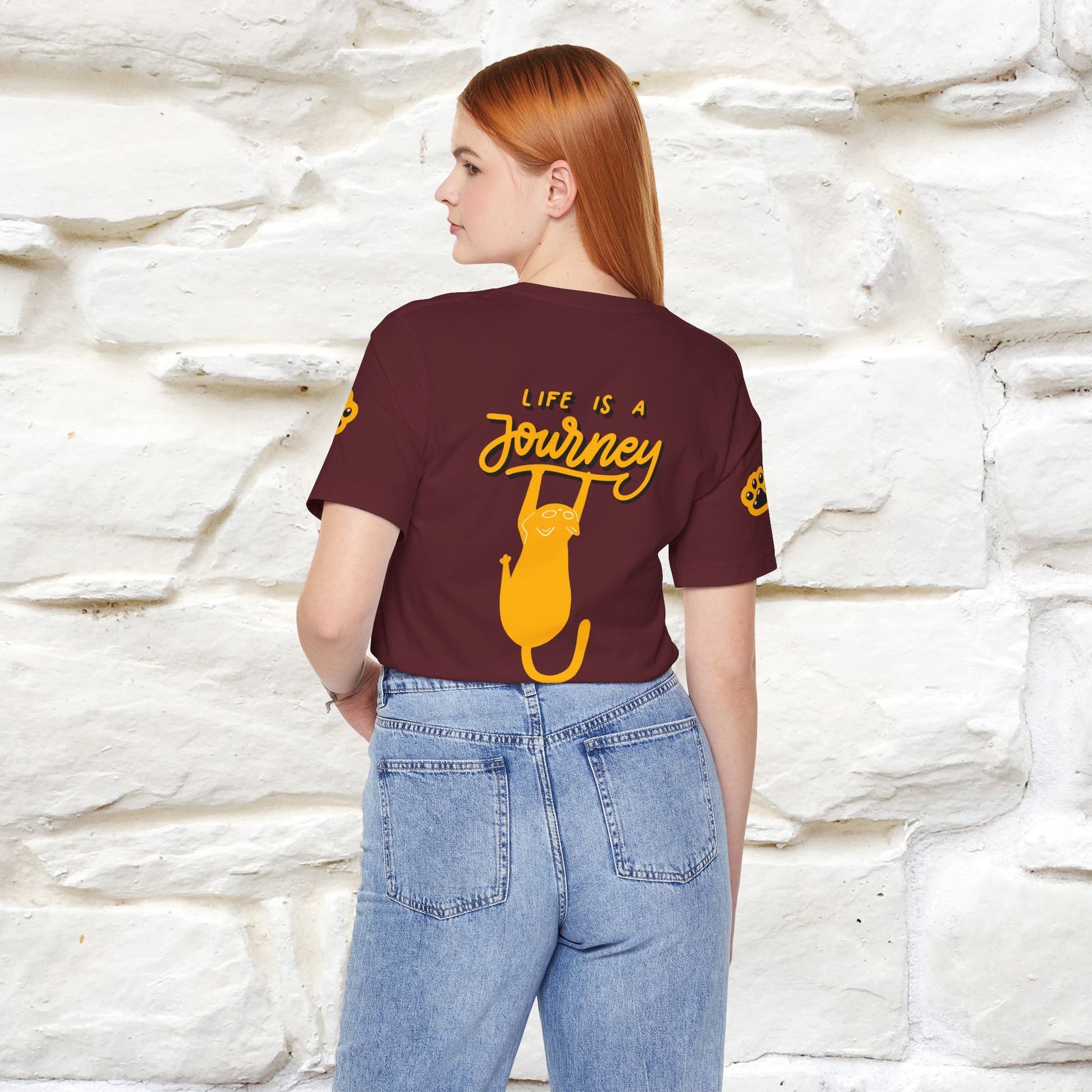 "Life Is A Journey'' Cat T-Shirt | Front & Back Design | Nunu&Miao Studio - Nunu&Miao Studio