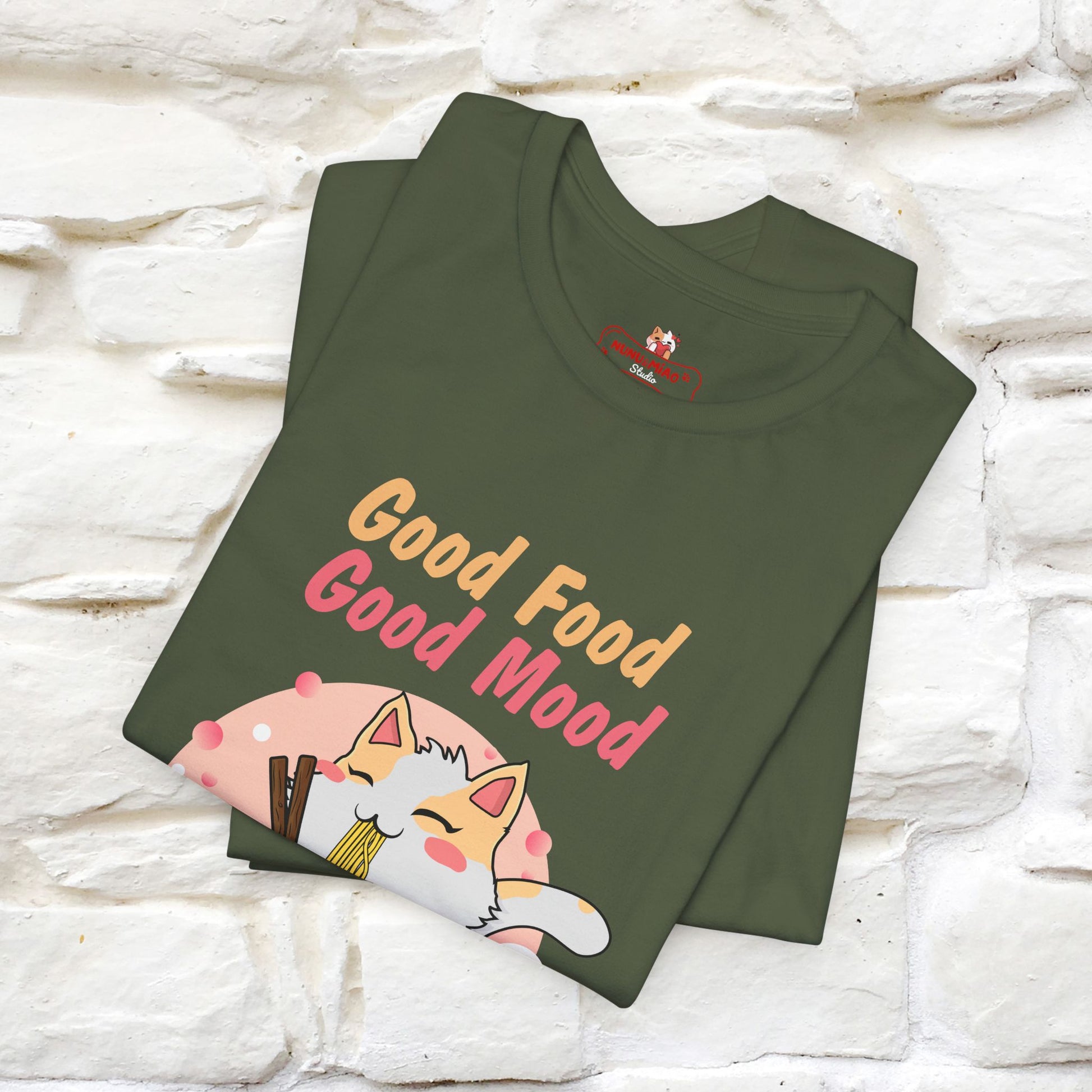 "Good Food Good Mood" Cat T-shirt for Men & Women | 100% Cotton* - Nunu&Miao Studio