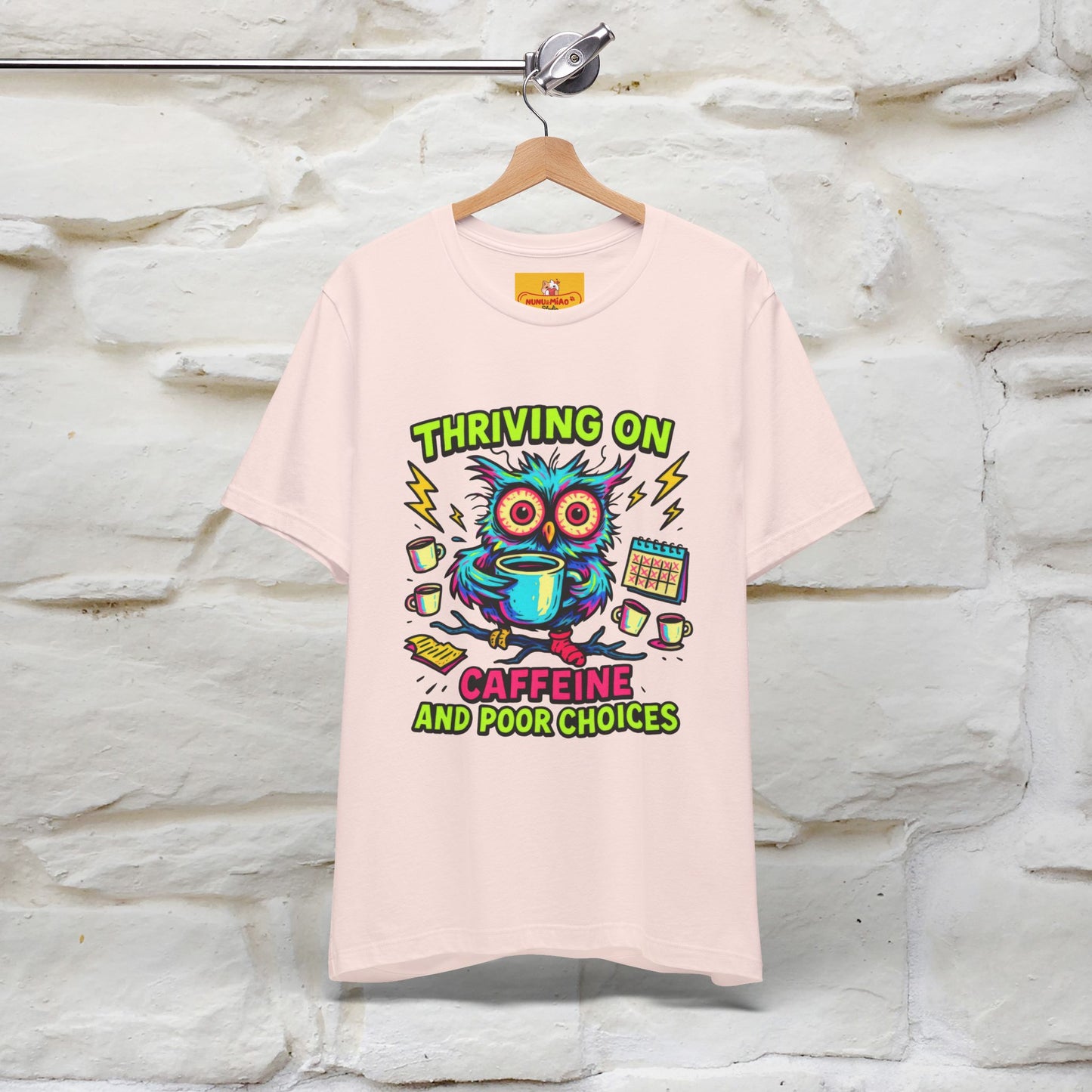 ''Thriving On Caffeine And Poor Choices''| Sarcastic Cat T-Shirt | Nunu&Miao Studio