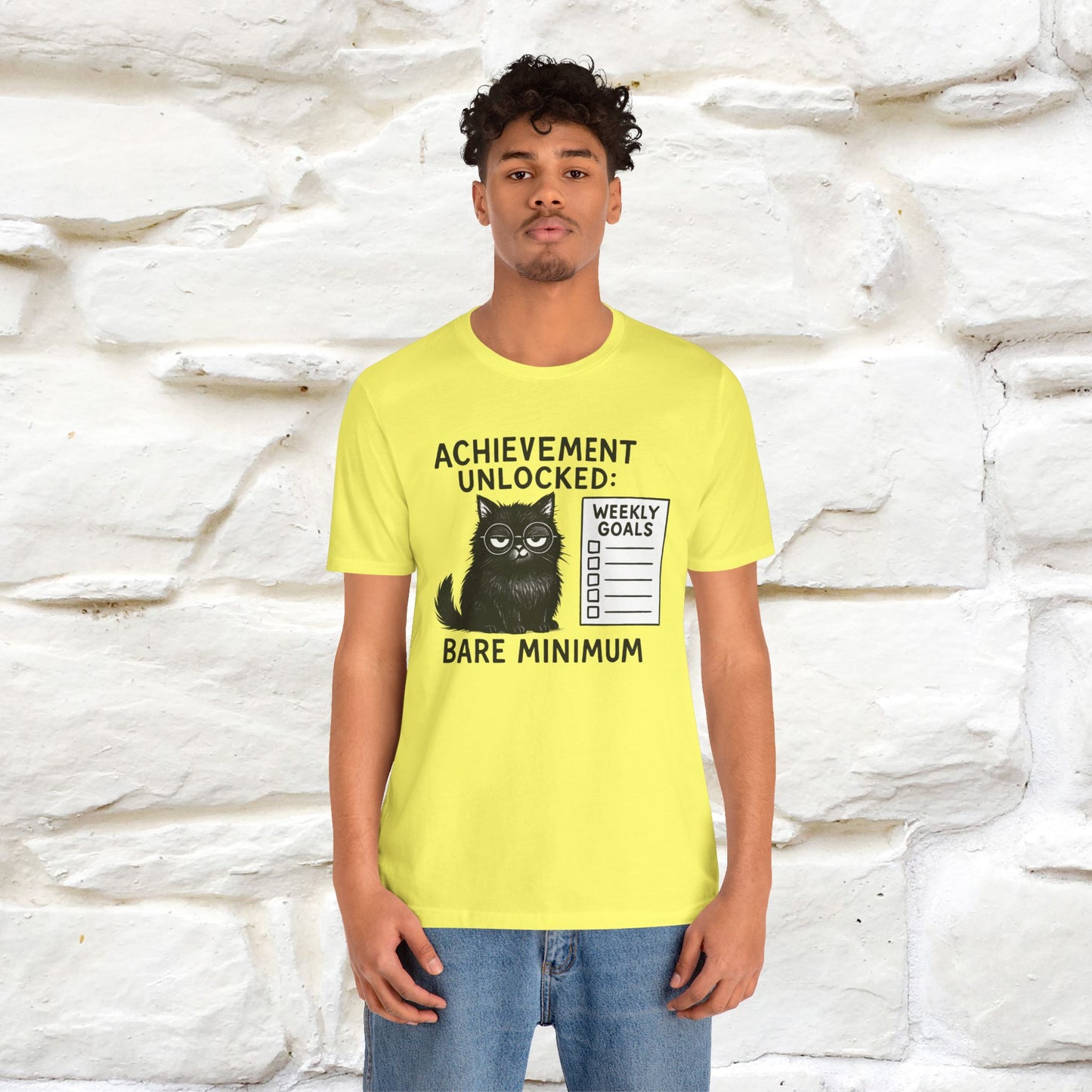 "Achievement Unlocked Bare Minimum." |Cat T-Shirt | Nunu&Miao Studio