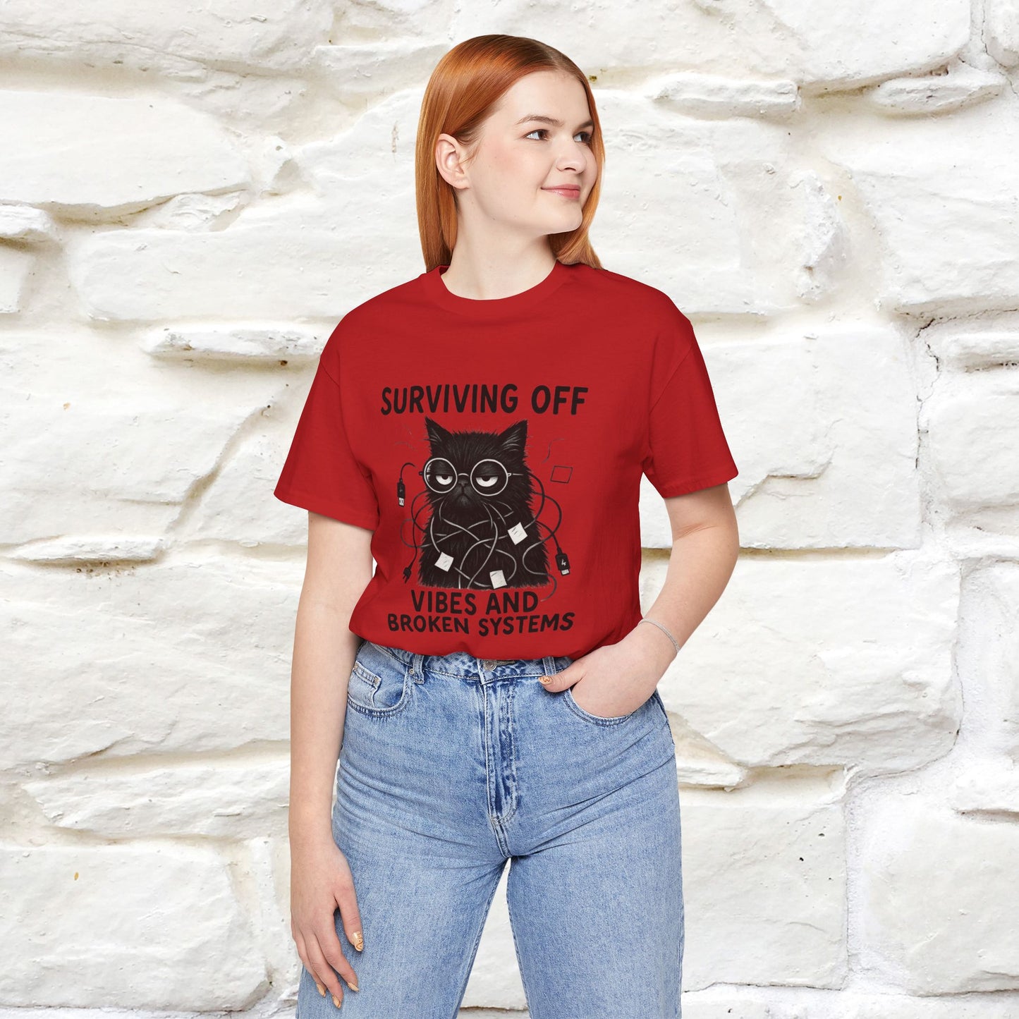 "Surviving Off...Vibes And Broken .. " |Cat T-Shirt | Nunu&Miao Studio