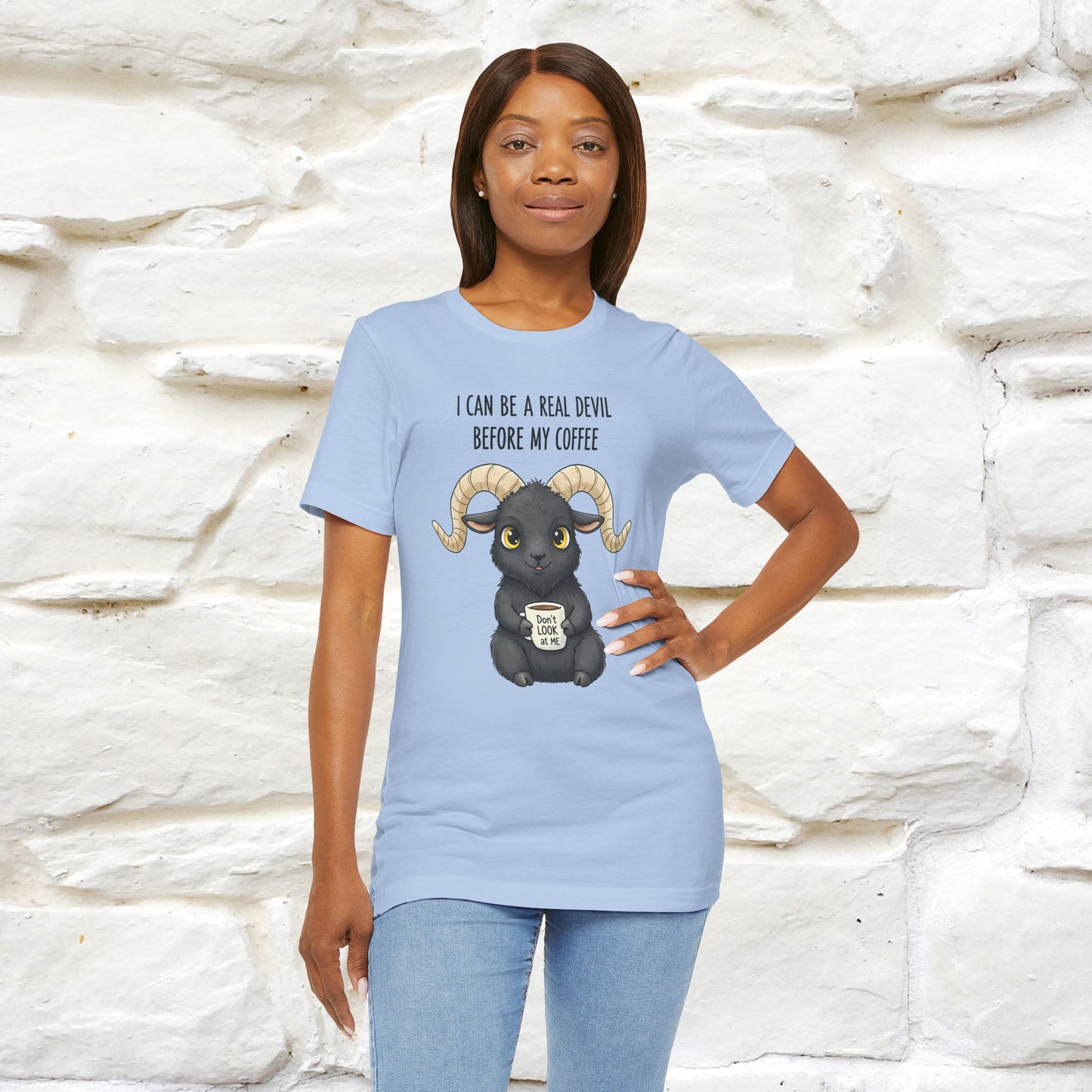 "I Can Be a Real Devil Before My Coffe" Funny T-shirt |Nunu&Miao Studio