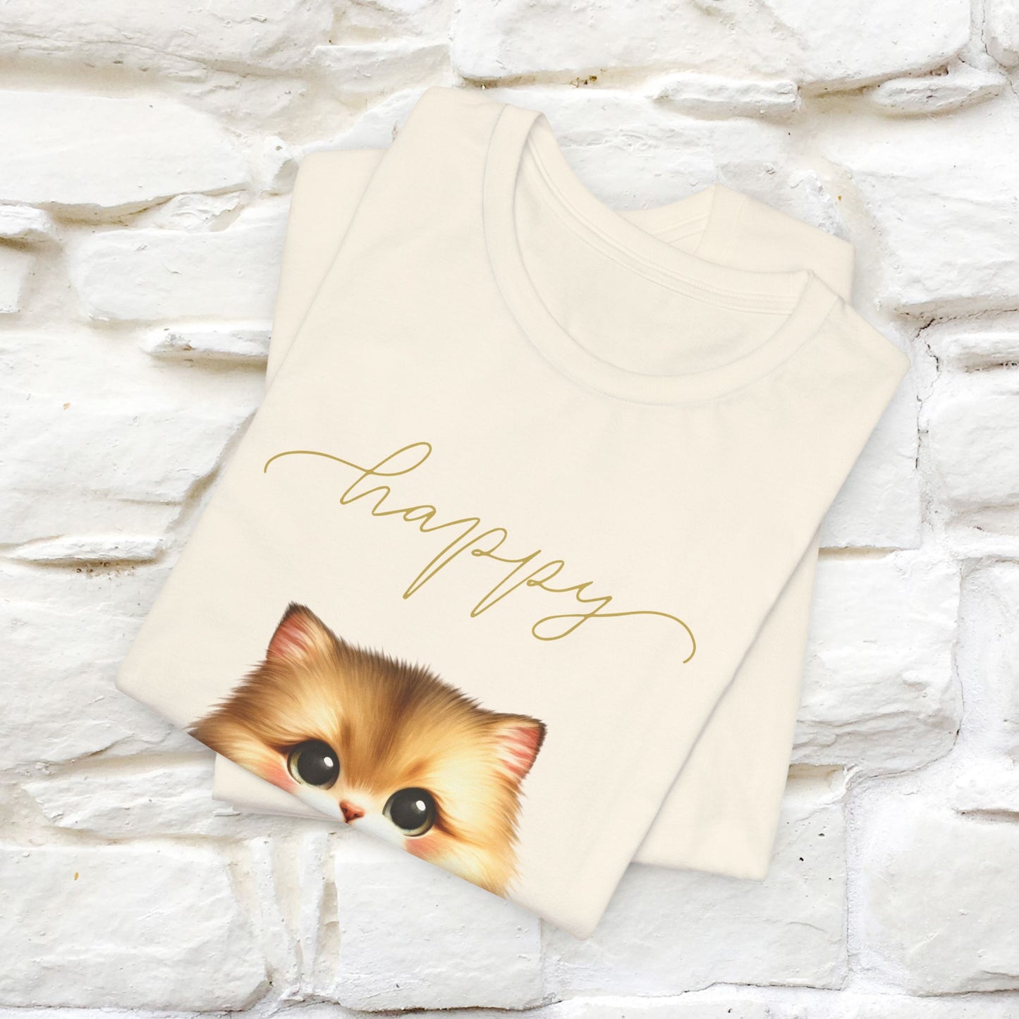 "Happy" Cat T-Shirt for Women | 100% Cotton* 🐾 - Nunu&Miao Studio