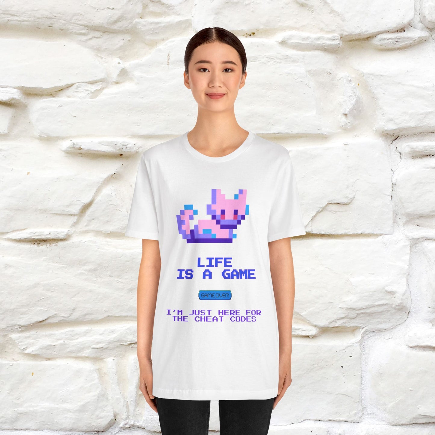 "Life Is A Game, I Am Just Here Fo The Cheat Code" Funny Cat T-Shirt for Men & Women | 100% Cotton* - Nunu&Miao Studio