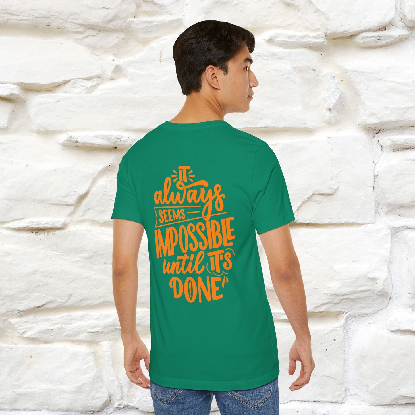 "It Always Seems Impossible Until It’s Done" Cat T-Shirt| Front & Back Design | Nunu&Miao Studio