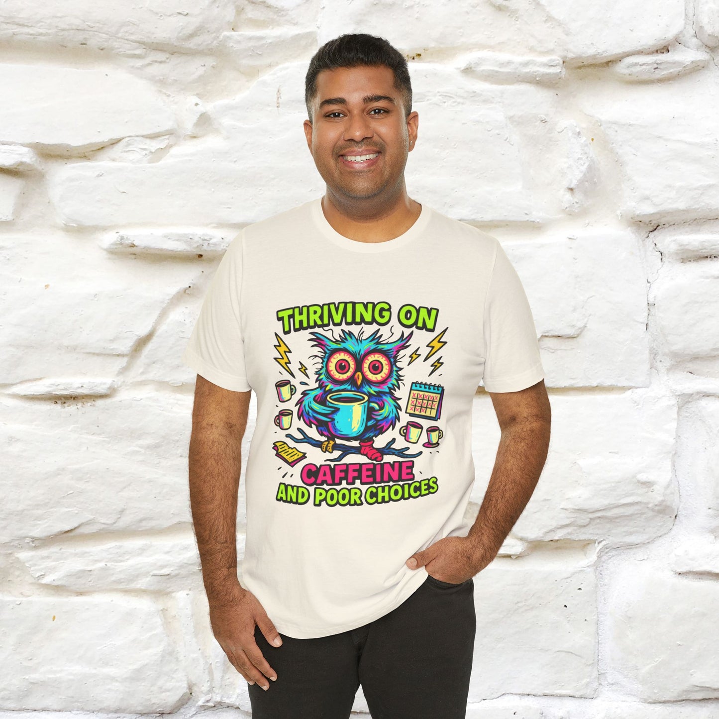 ''Thriving On Caffeine And Poor Choices''| Sarcastic Cat T-Shirt | Nunu&Miao Studio