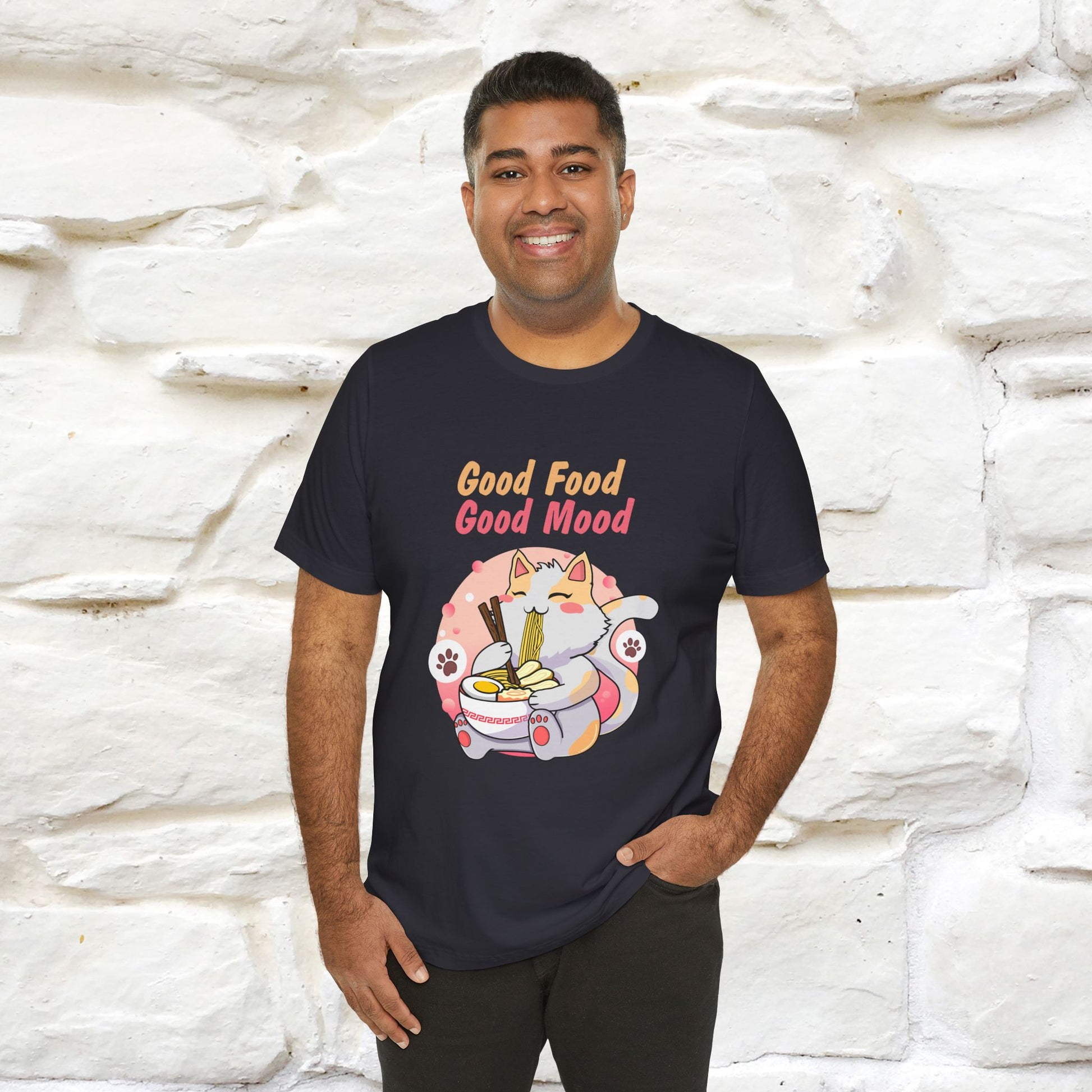 "Good Food Good Mood" Cat T-shirt for Men & Women | 100% Cotton* - Nunu&Miao Studio