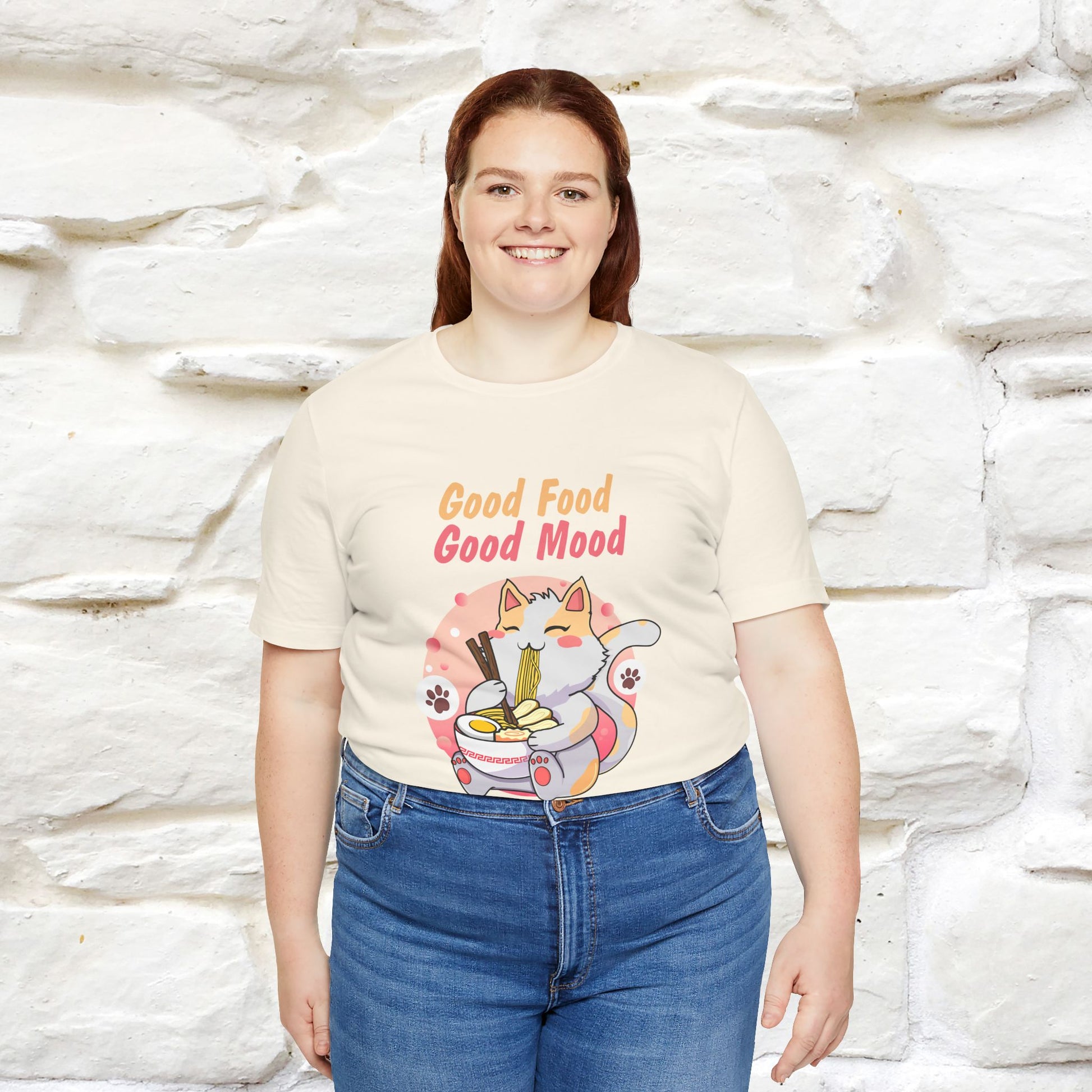 "Good Food Good Mood" Cat T-shirt for Men & Women | 100% Cotton* - Nunu&Miao Studio
