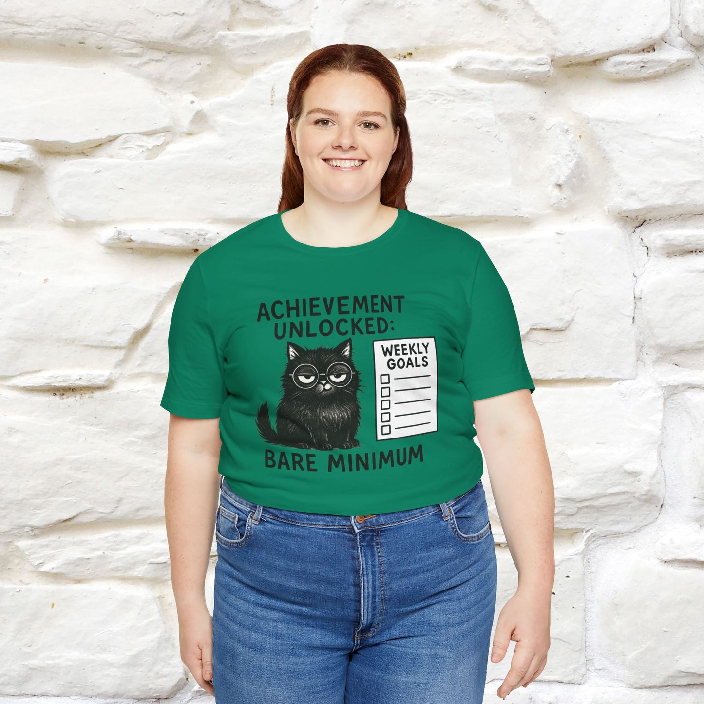 "Achievement Unlocked Bare Minimum." |Cat T-Shirt | Nunu&Miao Studio