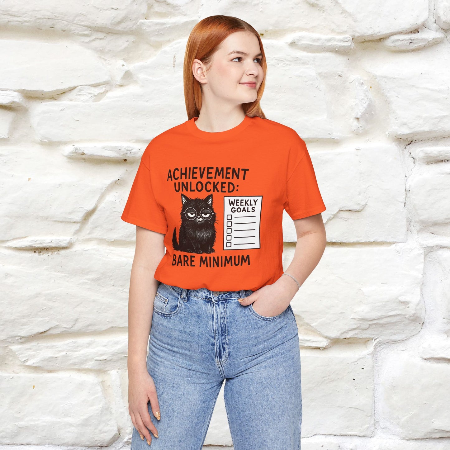 "Achievement Unlocked Bare Minimum." |Cat T-Shirt | Nunu&Miao Studio