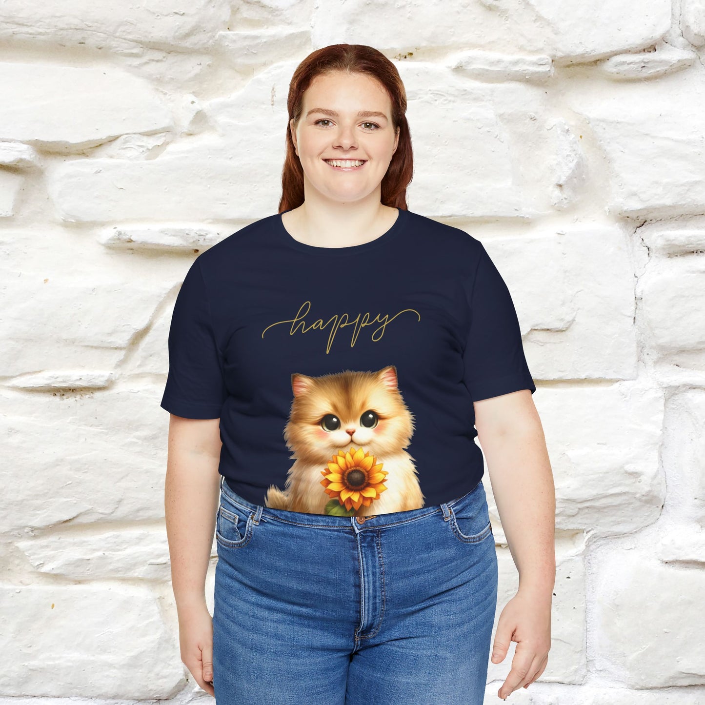 "Happy" Cat T-Shirt for Women | 100% Cotton* 🐾 - Nunu&Miao Studio