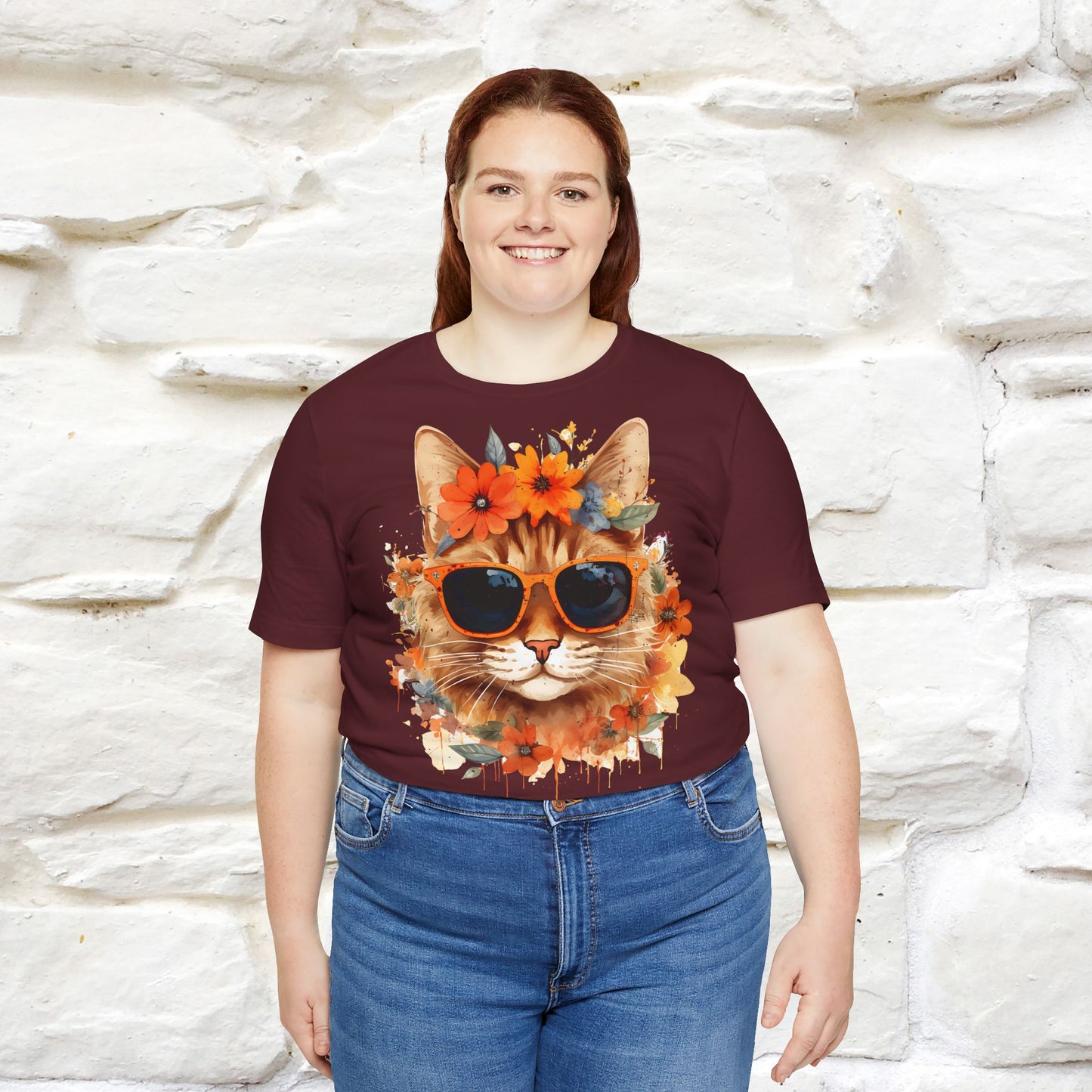 "Cool Cat in Bloom" T-shirt for Men and Women | 100% Cotton* - Nunu&Miao Studio