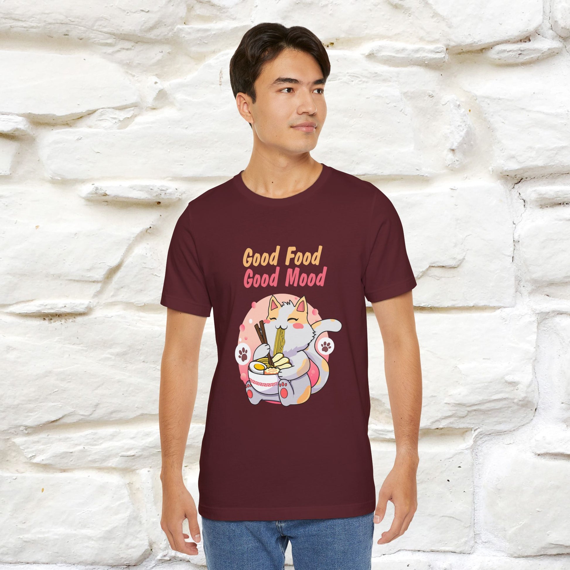 "Good Food Good Mood" Cat T-shirt for Men & Women | 100% Cotton* - Nunu&Miao Studio