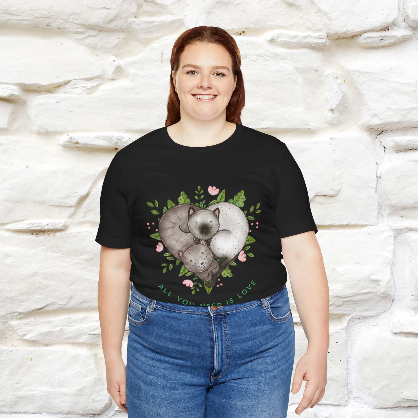 "All You Need Is Love" Cat T-Shirt | 100% Cotton* | Adorable Cat Apparel for Men & Women