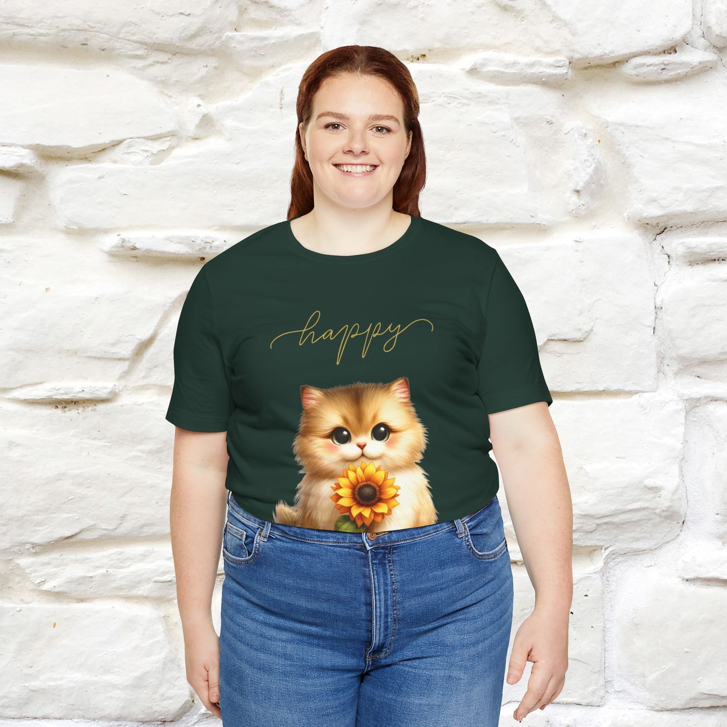 "Happy" Cat T-Shirt for Women | 100% Cotton* 🐾 - Nunu&Miao Studio