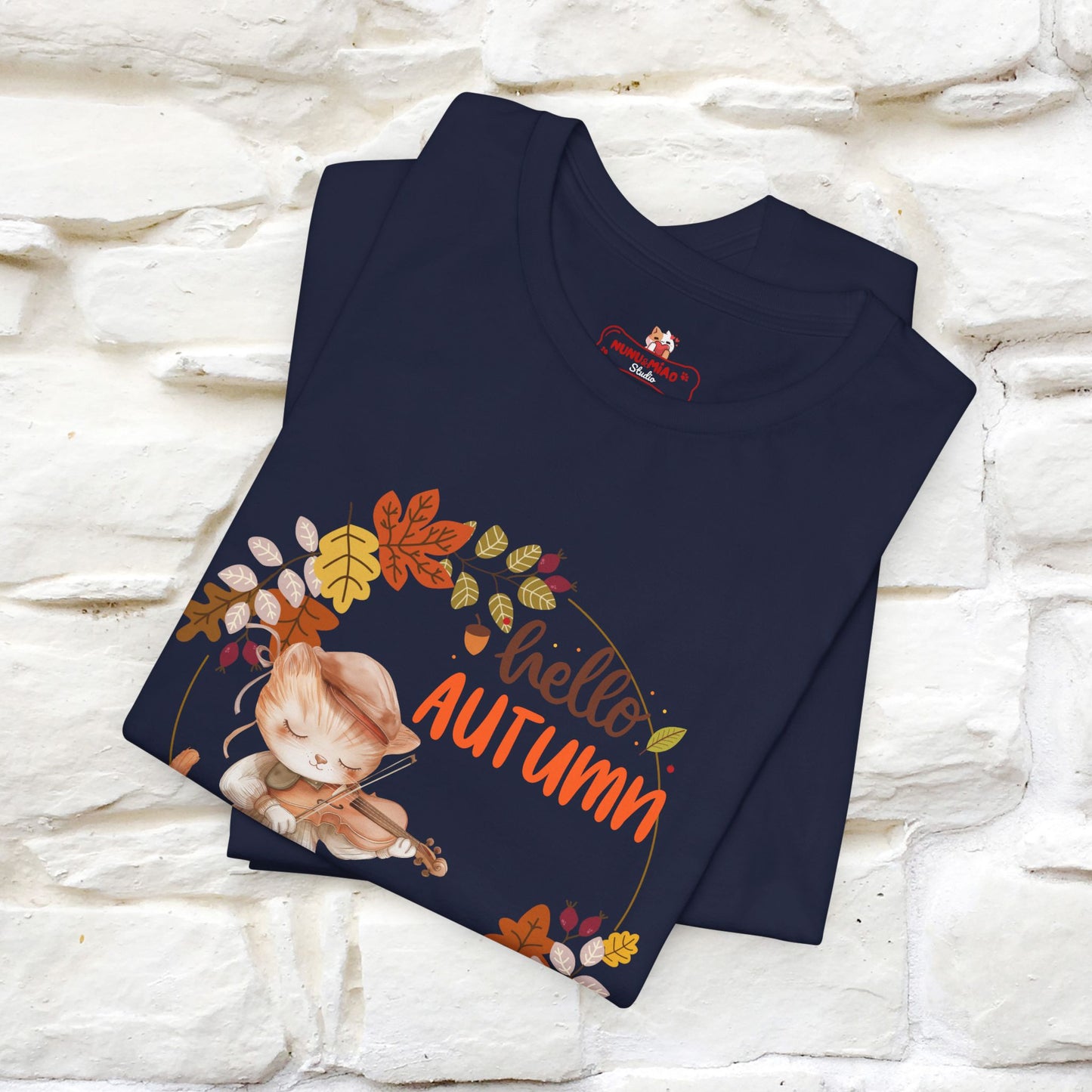 "Hello Autumn" Cat T-Shirt for Men & Women | 100% Cotton* | Cozy Fall Fashion - Nunu&Miao Studio