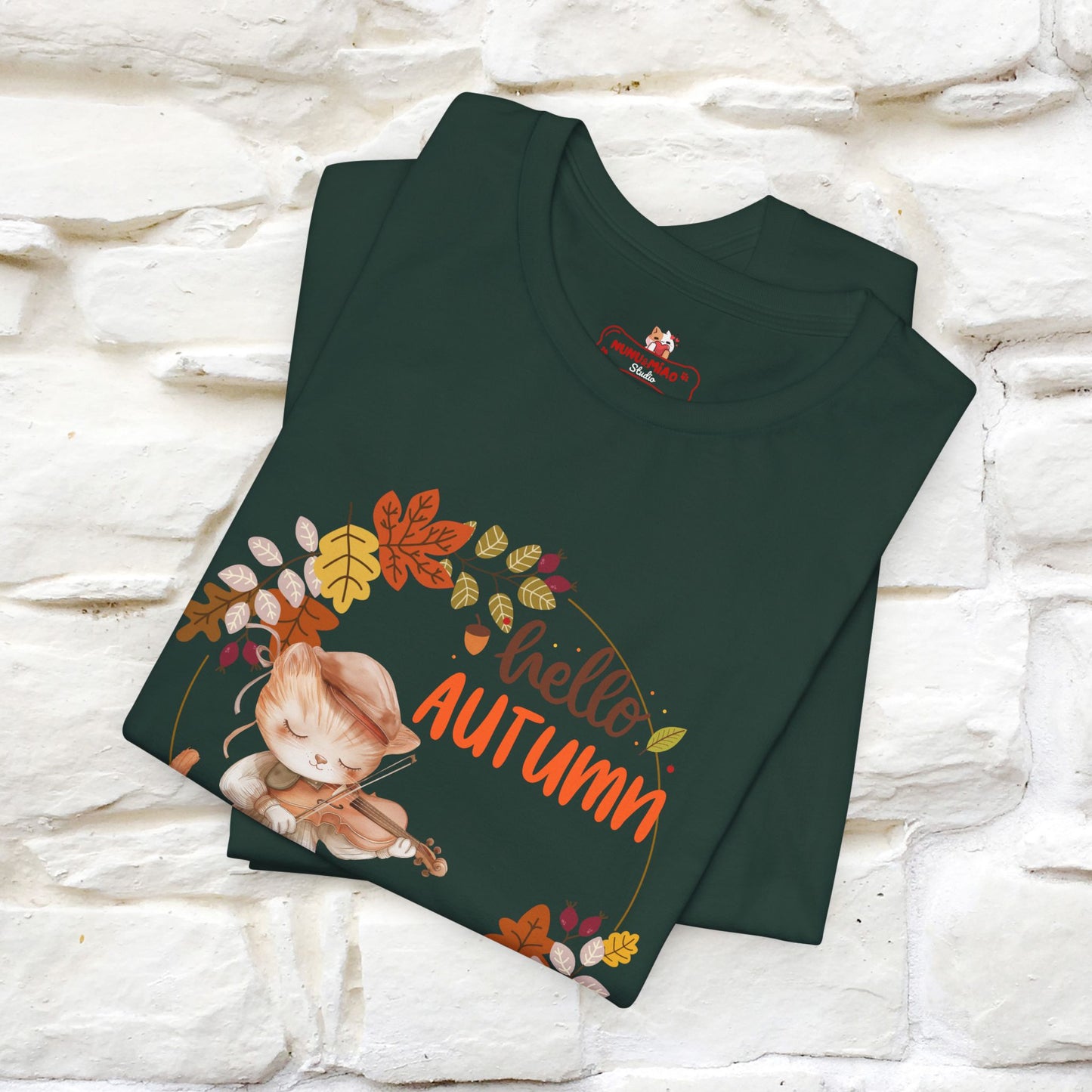 "Hello Autumn" Cat T-Shirt for Men & Women | 100% Cotton* | Cozy Fall Fashion - Nunu&Miao Studio