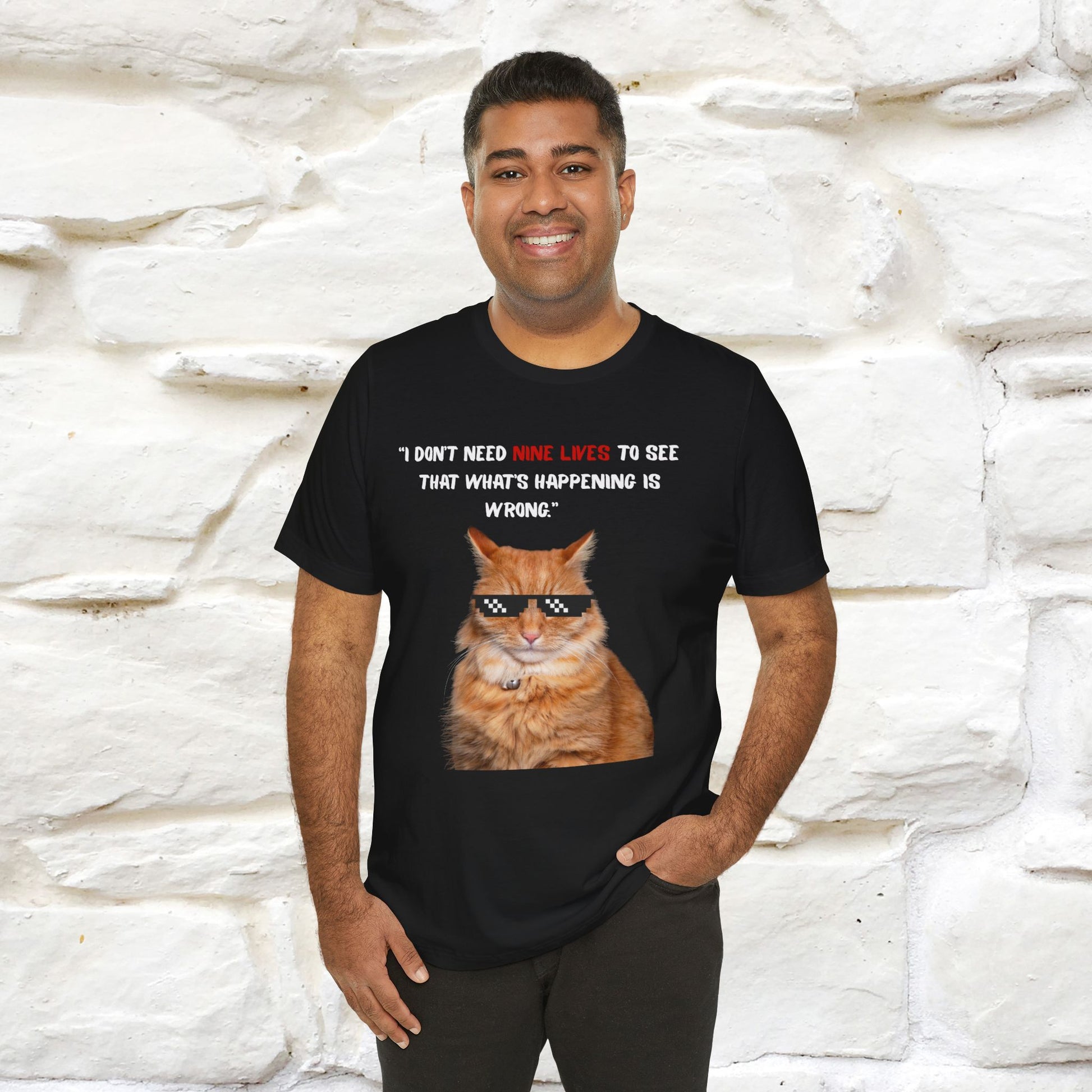 "“I don’t need nine lives....” " Cat T-shirt | Front & Back Design |Nunu&Miao Studio - Nunu&Miao Studio