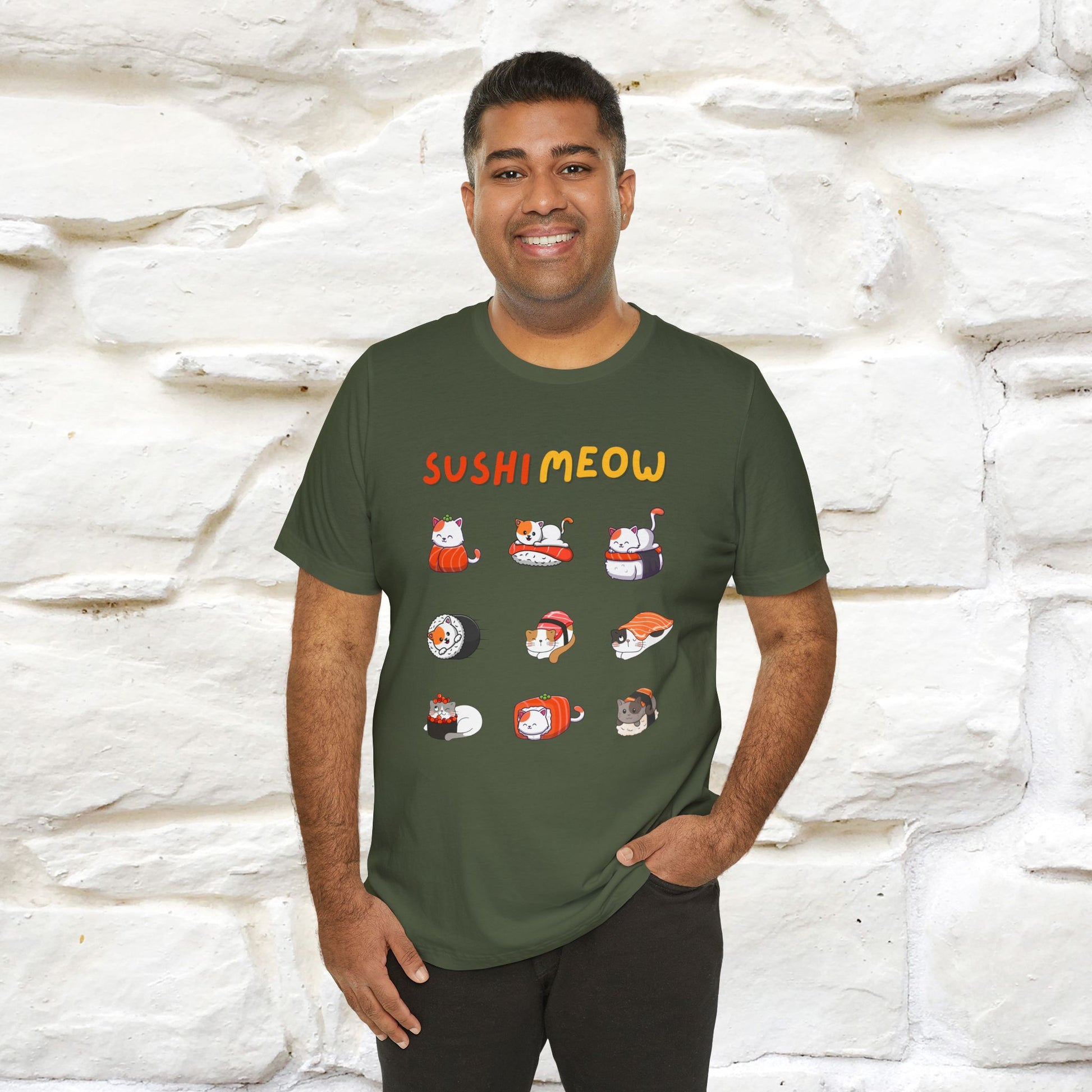 "Sushi Meow" Cat T-shirt for Men & Women | 100% Cotton* - Nunu&Miao Studio