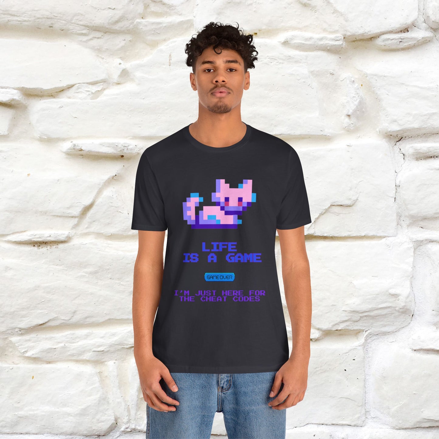 "Life Is A Game, I Am Just Here Fo The Cheat Code" Funny Cat T-Shirt for Men & Women | 100% Cotton* - Nunu&Miao Studio