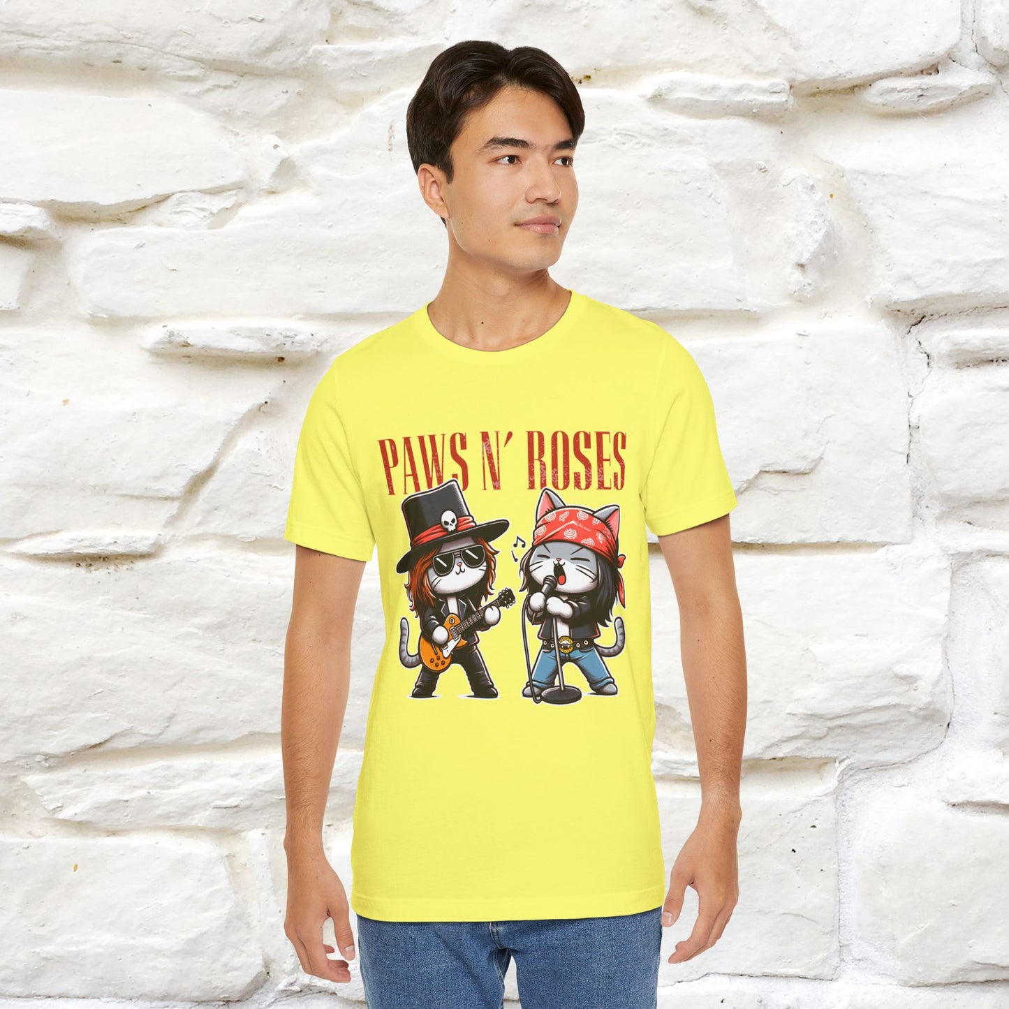 Paws N' Roses T-Shirt | Rock-Inspired Cat Lover | Nunu&Miao Studio - Nunu&Miao Studio