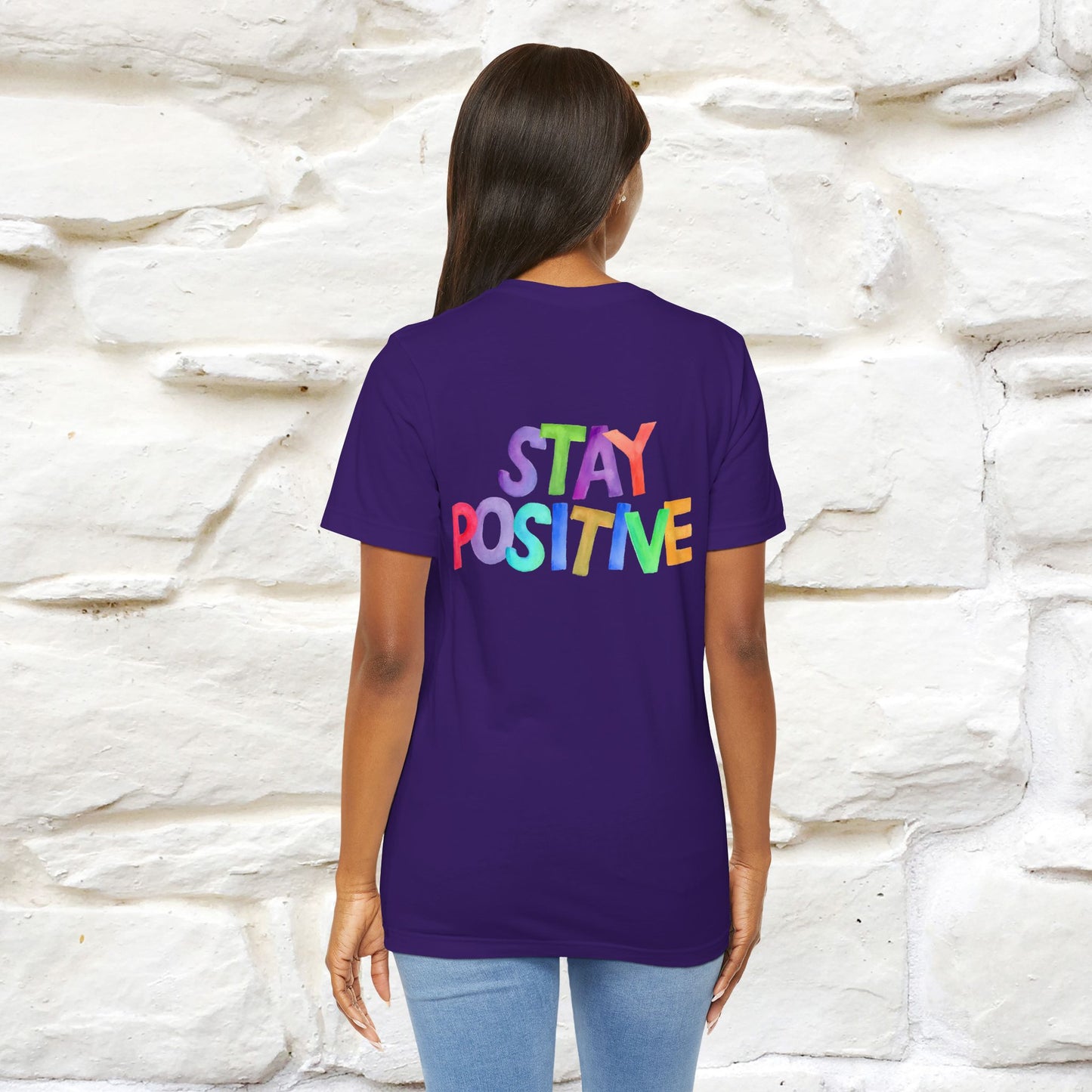"Stay Positive'' Cat T-Shirt | Front & Back Design | Nunu&Miao Studio