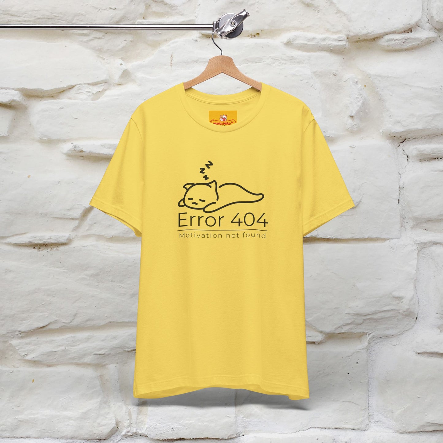 ''Error 404 Motivation Not Found'' Cat T-Shirt Front and Back Design | Nunu&Miao Studio