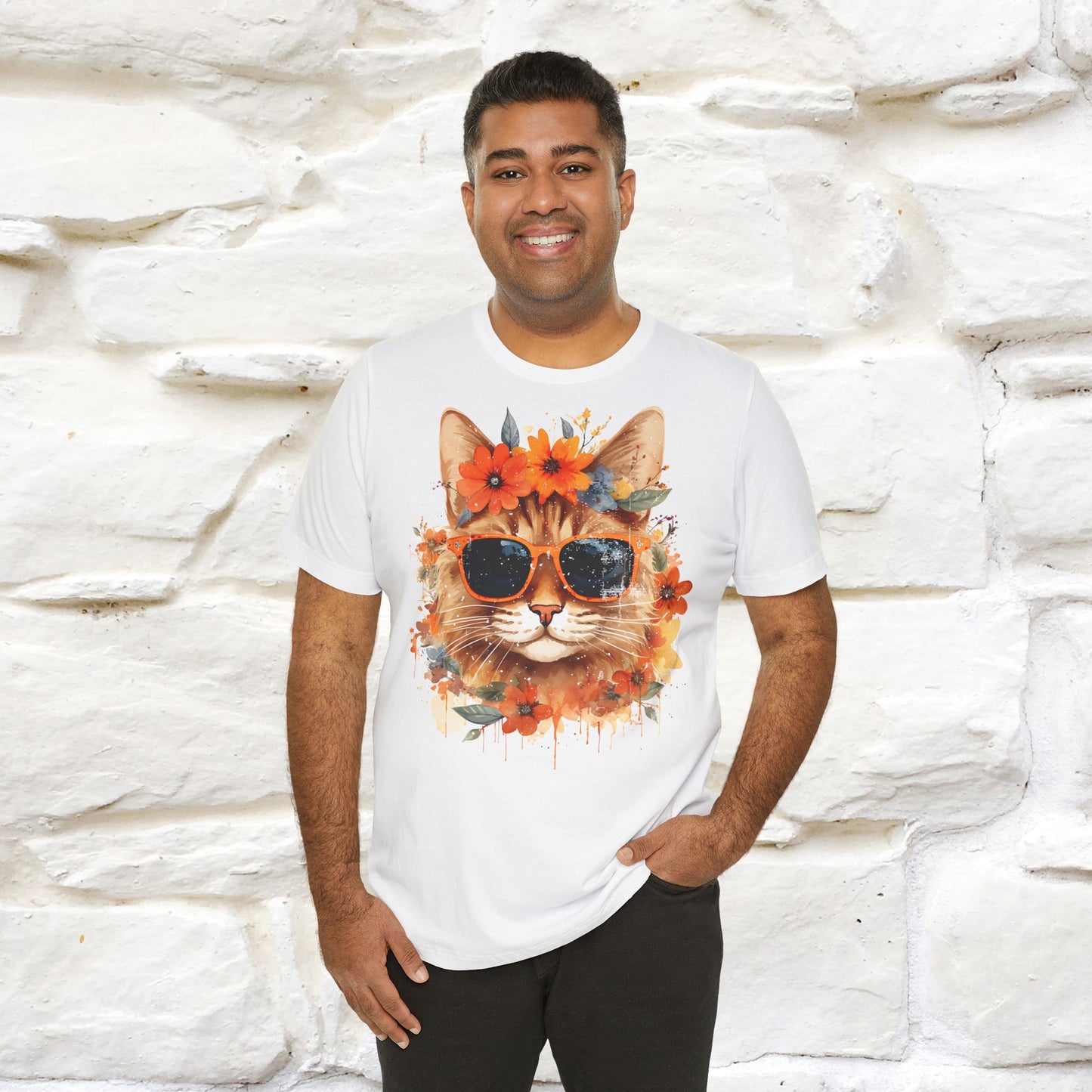 "Cool Cat in Bloom" T-shirt for Men and Women | 100% Cotton* - Nunu&Miao Studio