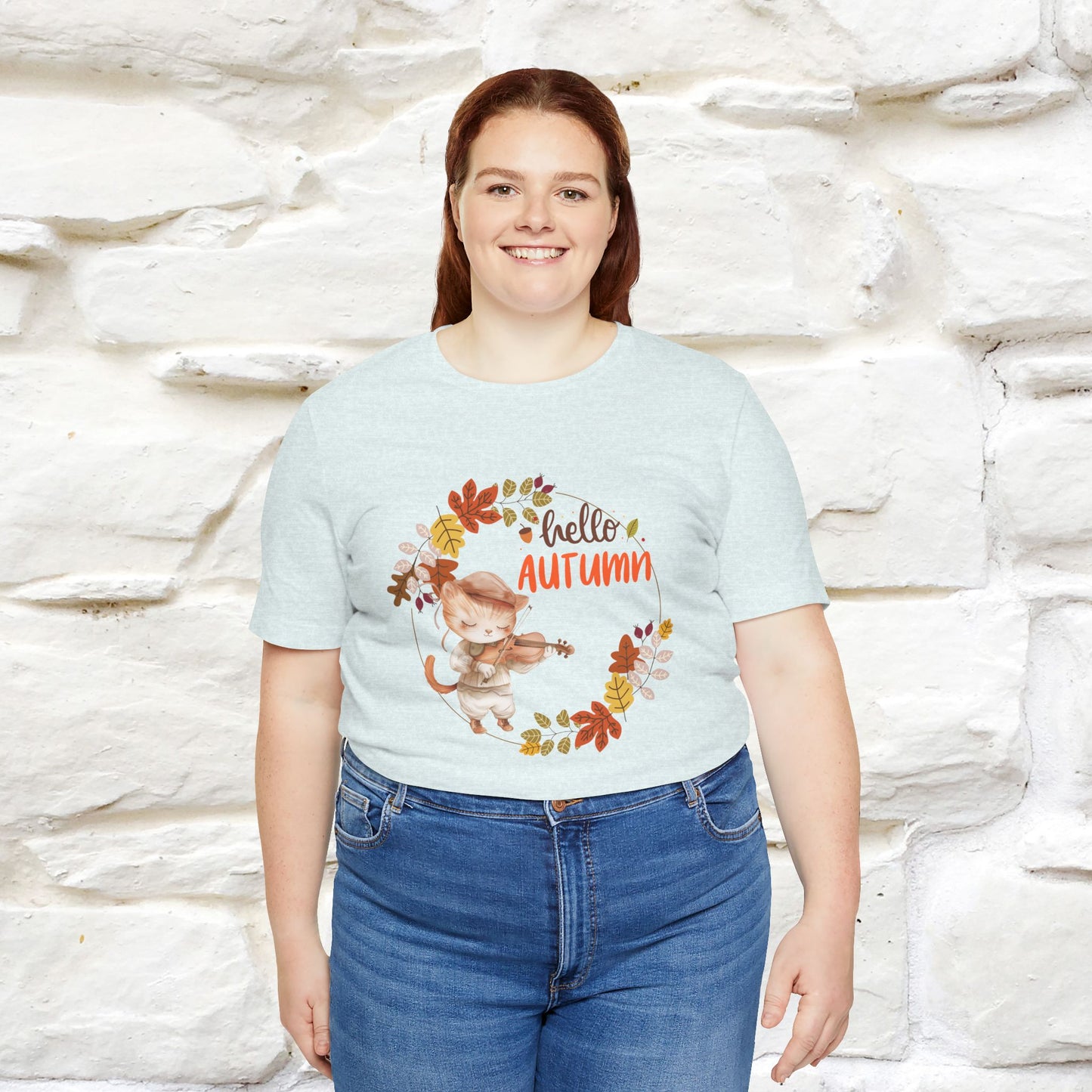 "Hello Autumn" Cat T-Shirt for Men & Women | 100% Cotton* | Cozy Fall Fashion - Nunu&Miao Studio