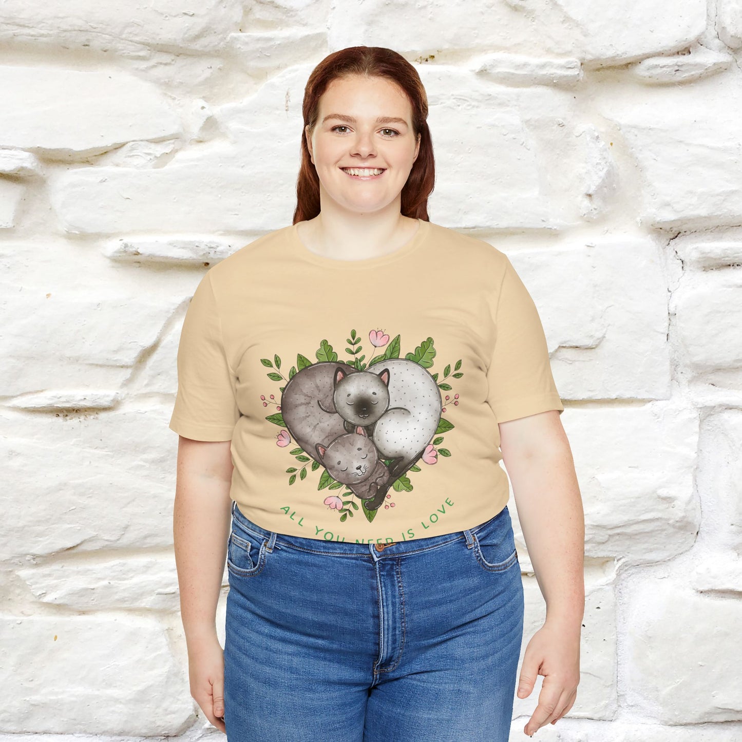 "All You Need Is Love" Cat T-Shirt | 100% Cotton* | Adorable Cat Apparel for Men & Women