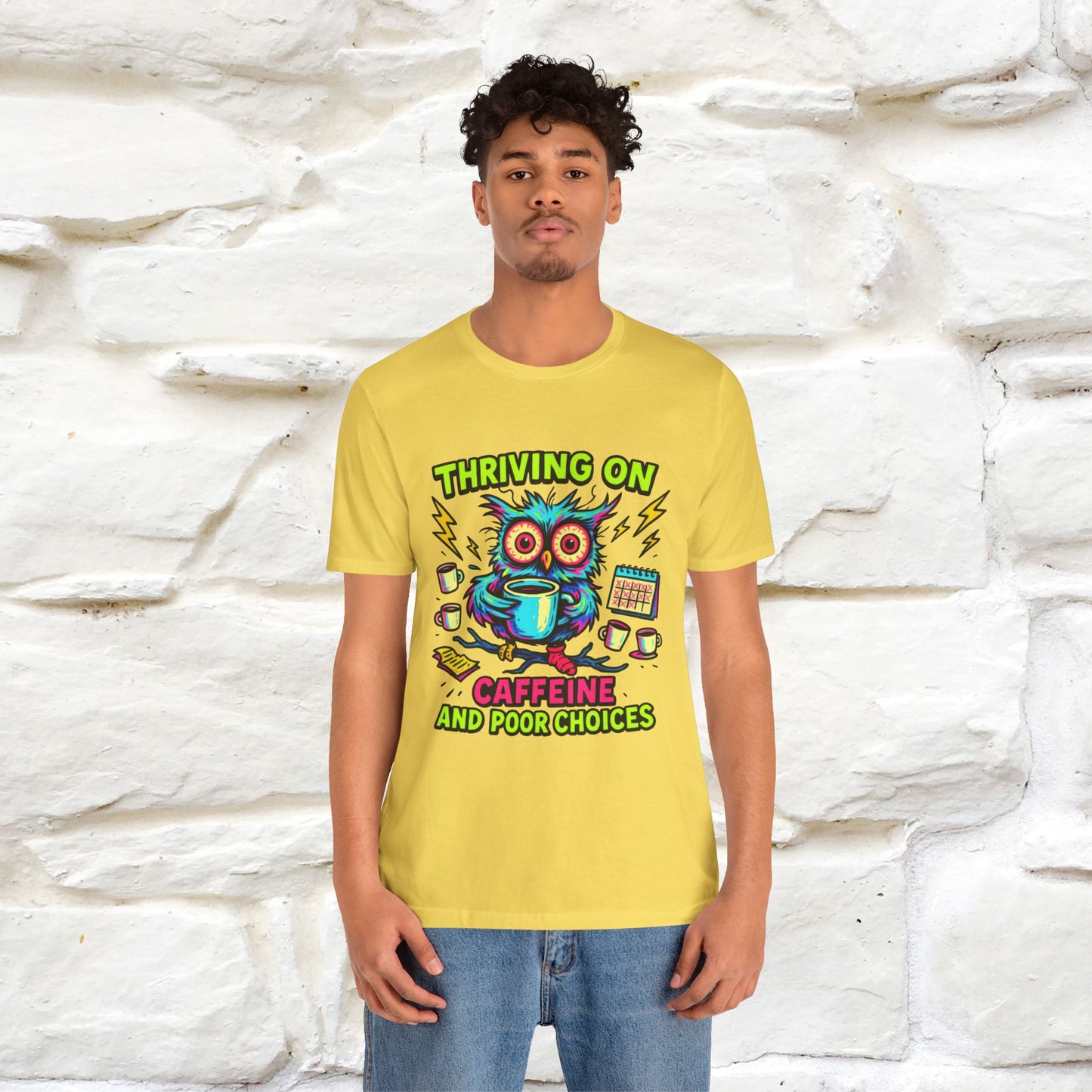 ''Thriving On Caffeine And Poor Choices''| Sarcastic Cat T-Shirt | Nunu&Miao Studio