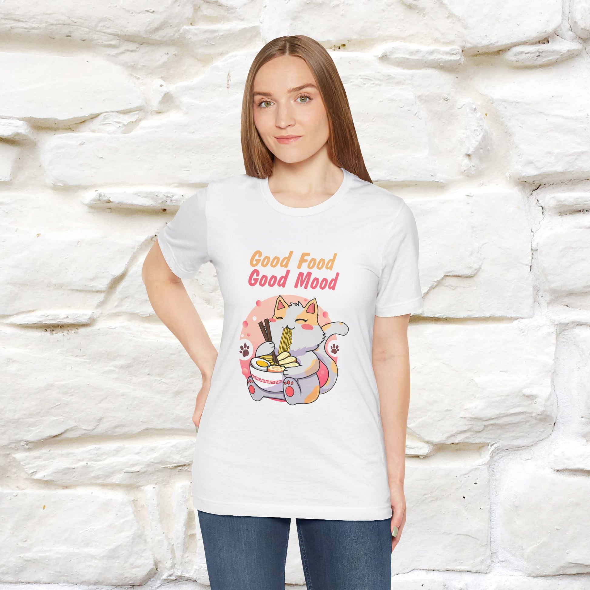 "Good Food Good Mood" Cat T-shirt for Men & Women | 100% Cotton* - Nunu&Miao Studio