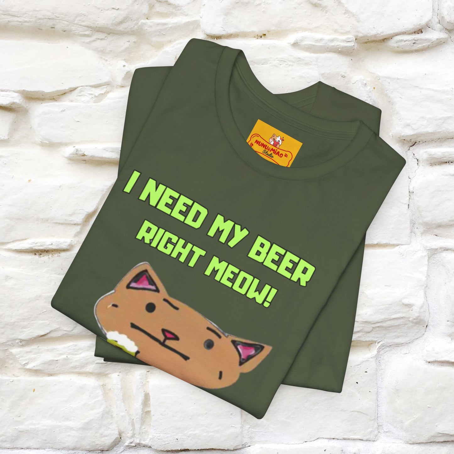 "I Need My Beer Right Meow!" Cat T-shirt |Nunu&Miao Studio