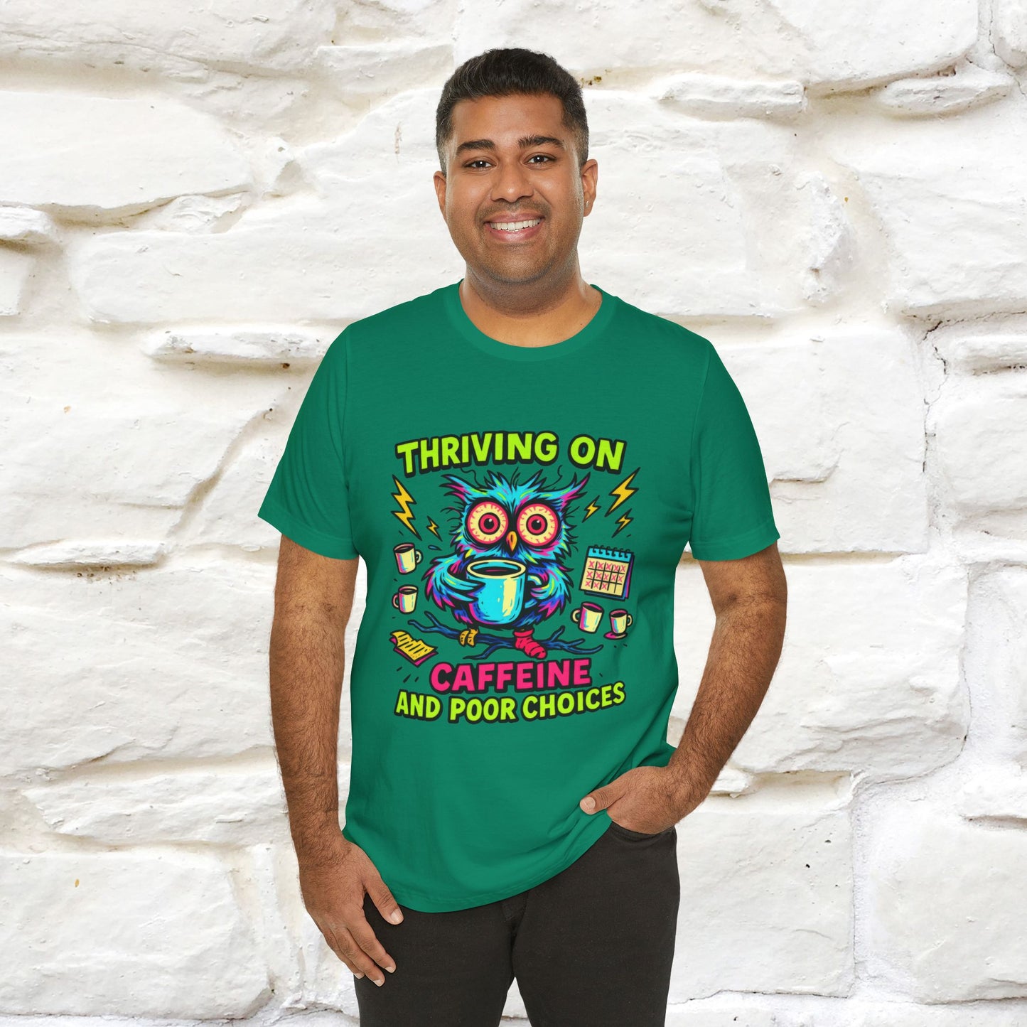''Thriving On Caffeine And Poor Choices''| Sarcastic Cat T-Shirt | Nunu&Miao Studio
