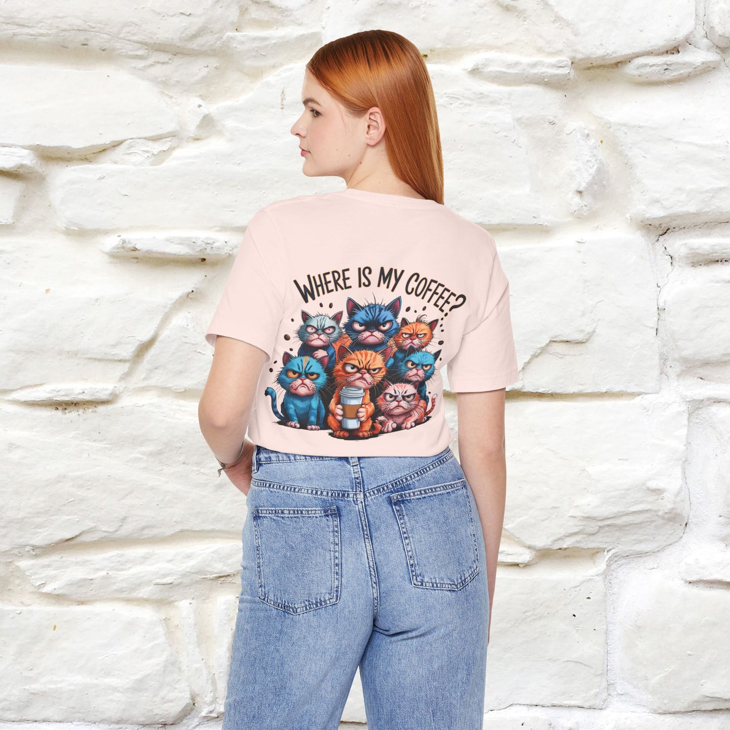 "Where Is My Coffe?" Cat T-Shirt | Front & Back Design | Nunu&Miao Studio