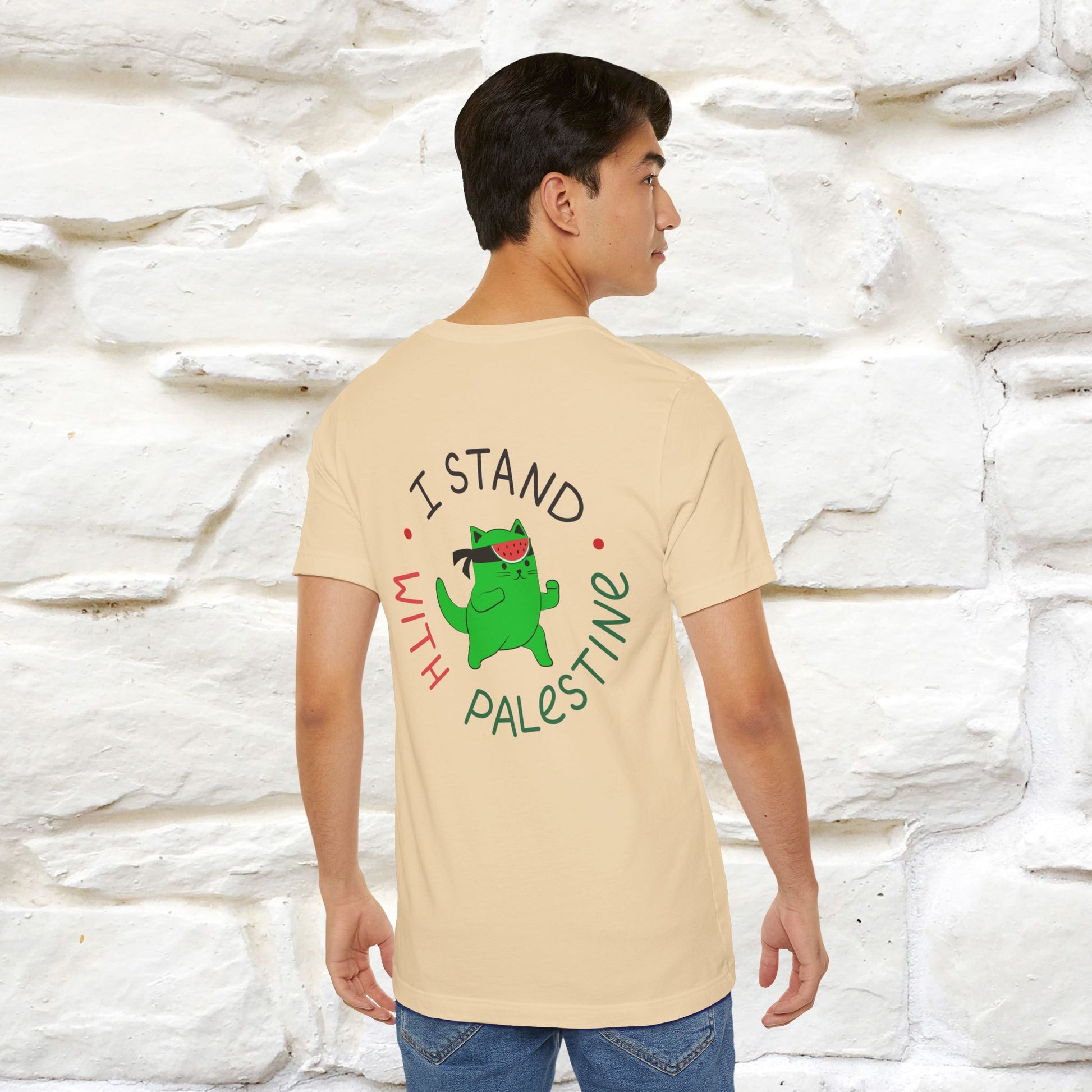 "I Love Palestine" Cat T-shirt | Front & Back Design |Nunu&Miao Studio - Nunu&Miao Studio
