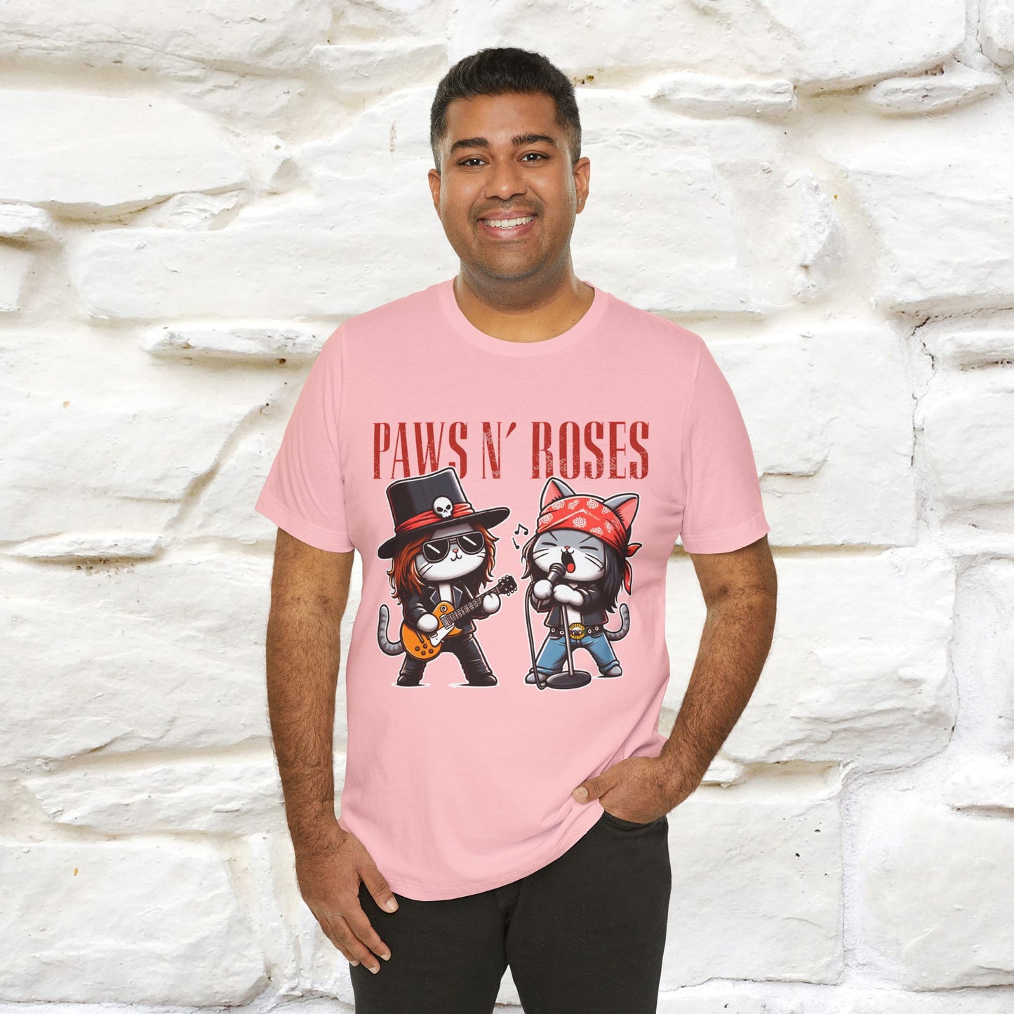Paws N' Roses T-Shirt | Rock-Inspired Cat Lover | Nunu&Miao Studio - Nunu&Miao Studio
