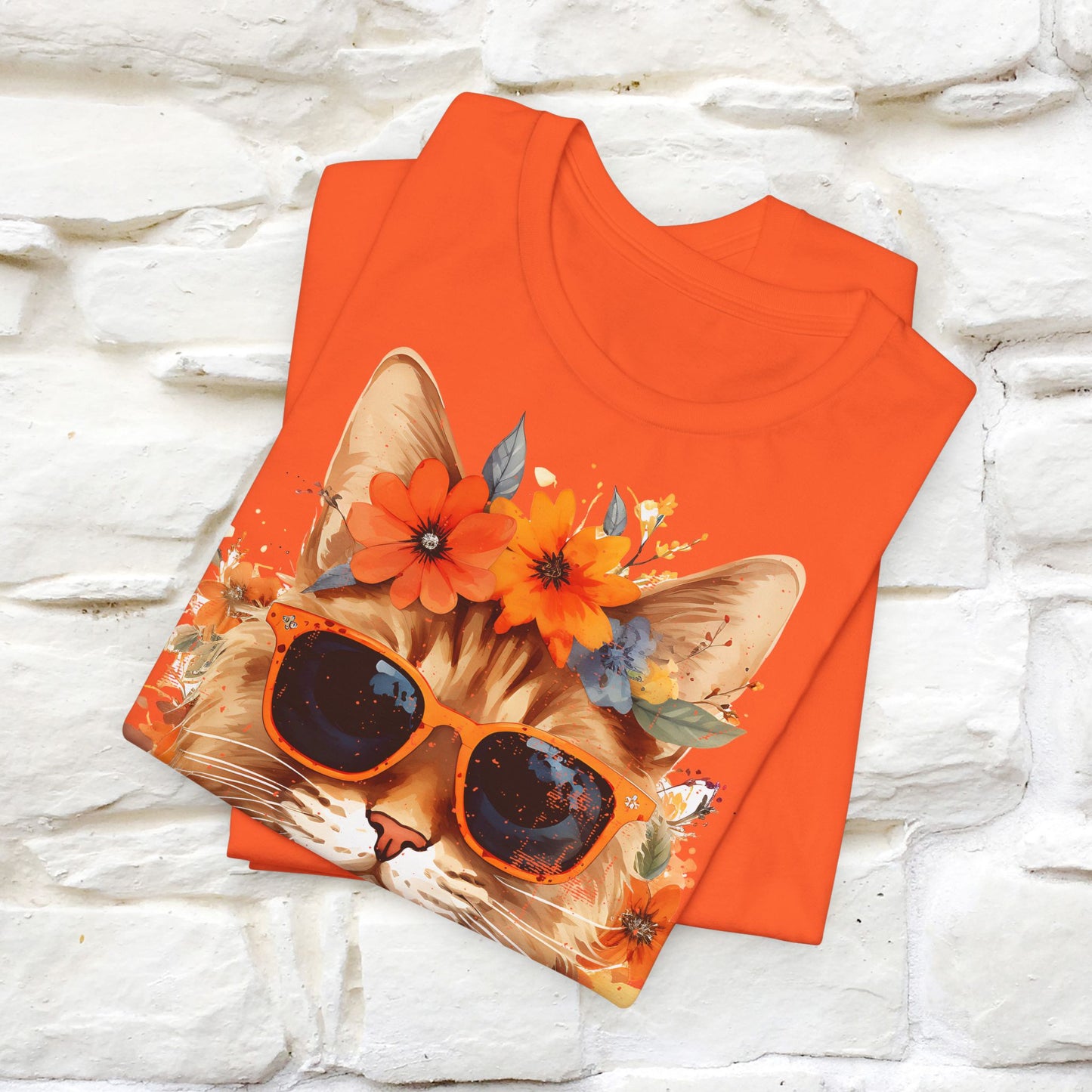 "Cool Cat in Bloom" T-shirt for Men and Women | 100% Cotton* - Nunu&Miao Studio