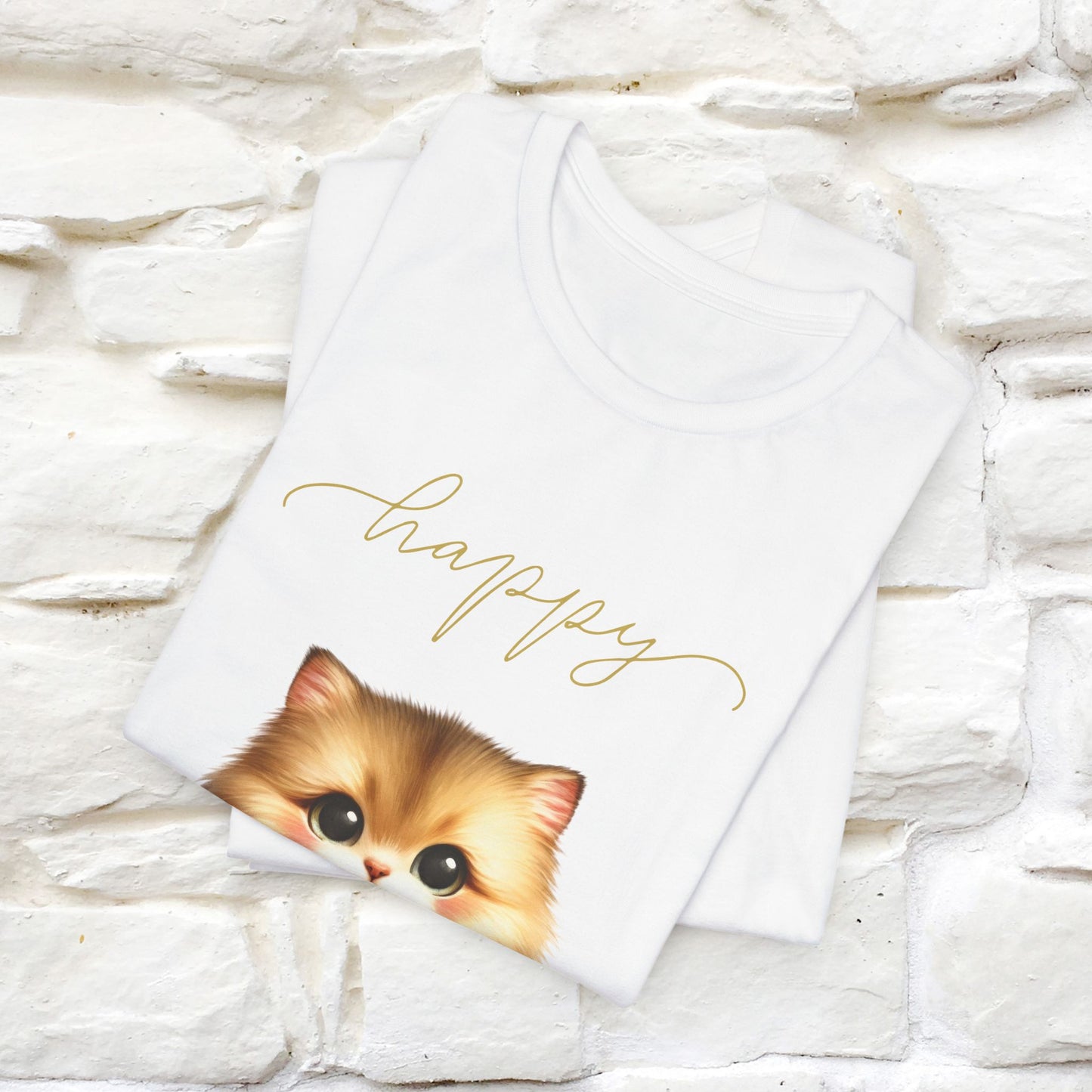 "Happy" Cat T-Shirt for Women | 100% Cotton* 🐾 - Nunu&Miao Studio