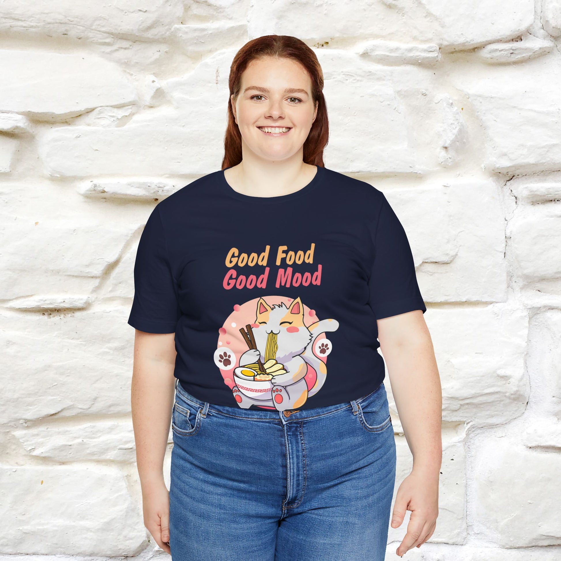 "Good Food Good Mood" Cat T-shirt for Men & Women | 100% Cotton* - Nunu&Miao Studio