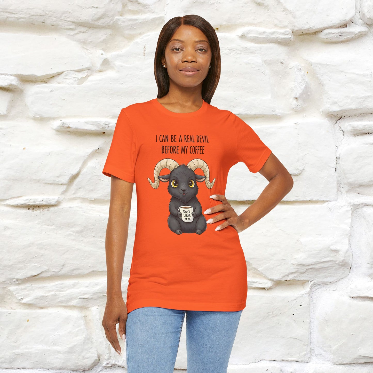 "I Can Be a Real Devil Before My Coffe" Funny T-shirt |Nunu&Miao Studio