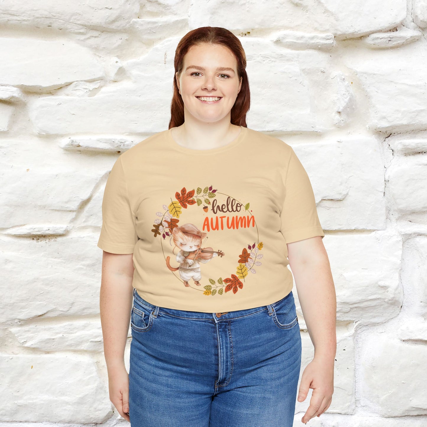 "Hello Autumn" Cat T-Shirt for Men & Women | 100% Cotton* | Cozy Fall Fashion - Nunu&Miao Studio
