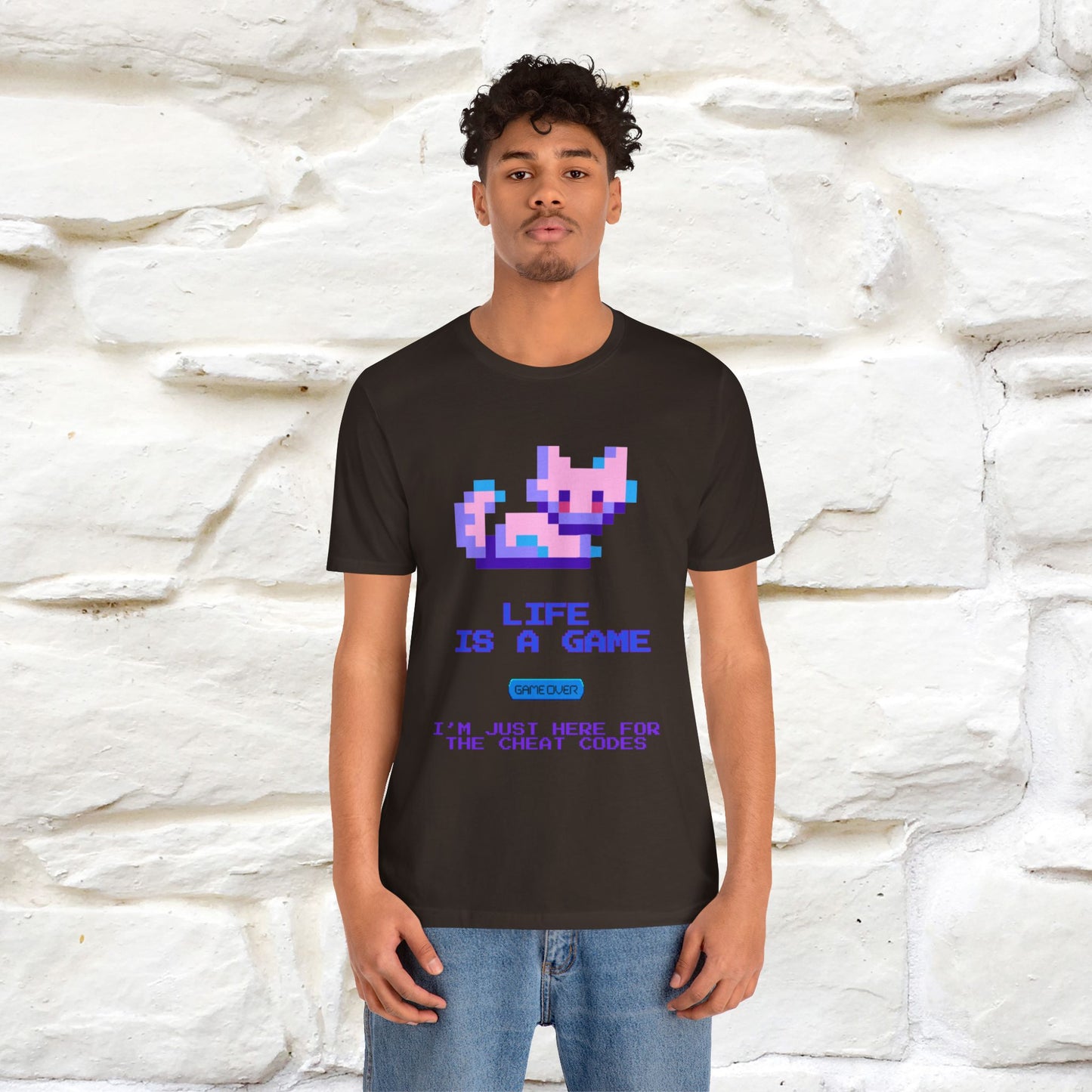 "Life Is A Game, I Am Just Here Fo The Cheat Code" Funny Cat T-Shirt for Men & Women | 100% Cotton* - Nunu&Miao Studio